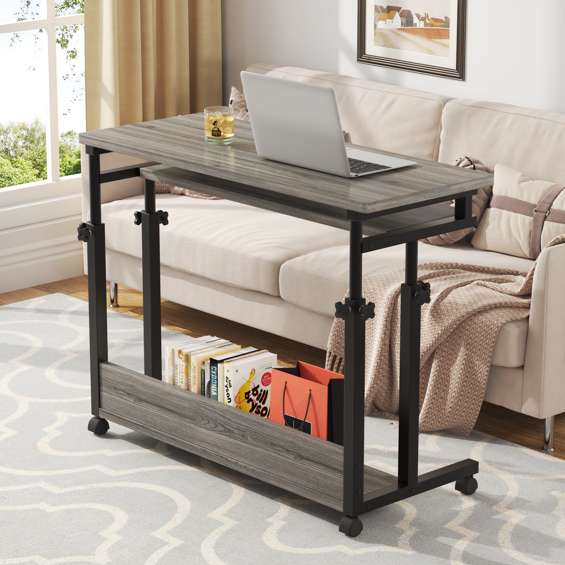 Fnova LWTJ-HL0189 End table 32-in W x 30-in H Gray Wood Rectangular Modern End Table Assembly Required