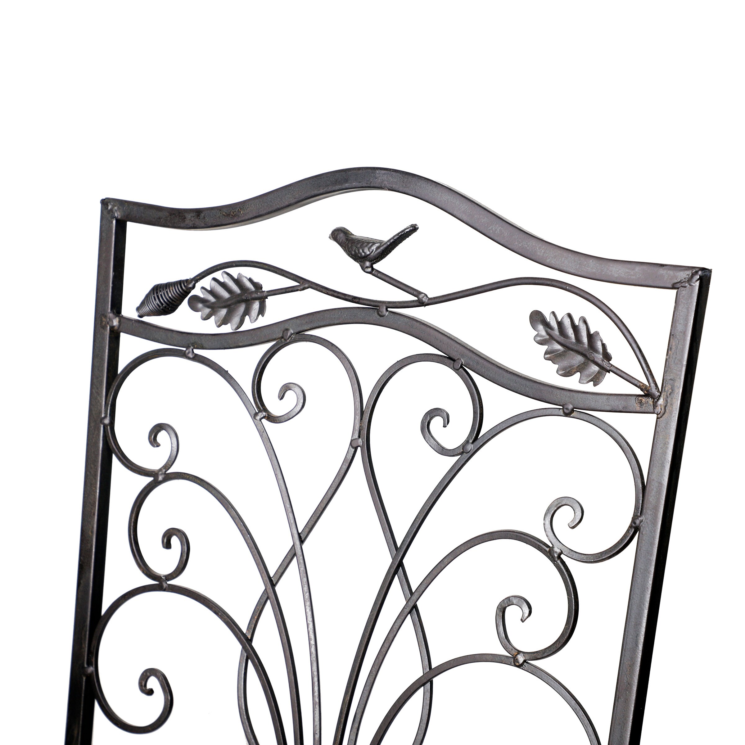 Black Iron 3-Piece Garden Bistro Set with Leaf Design