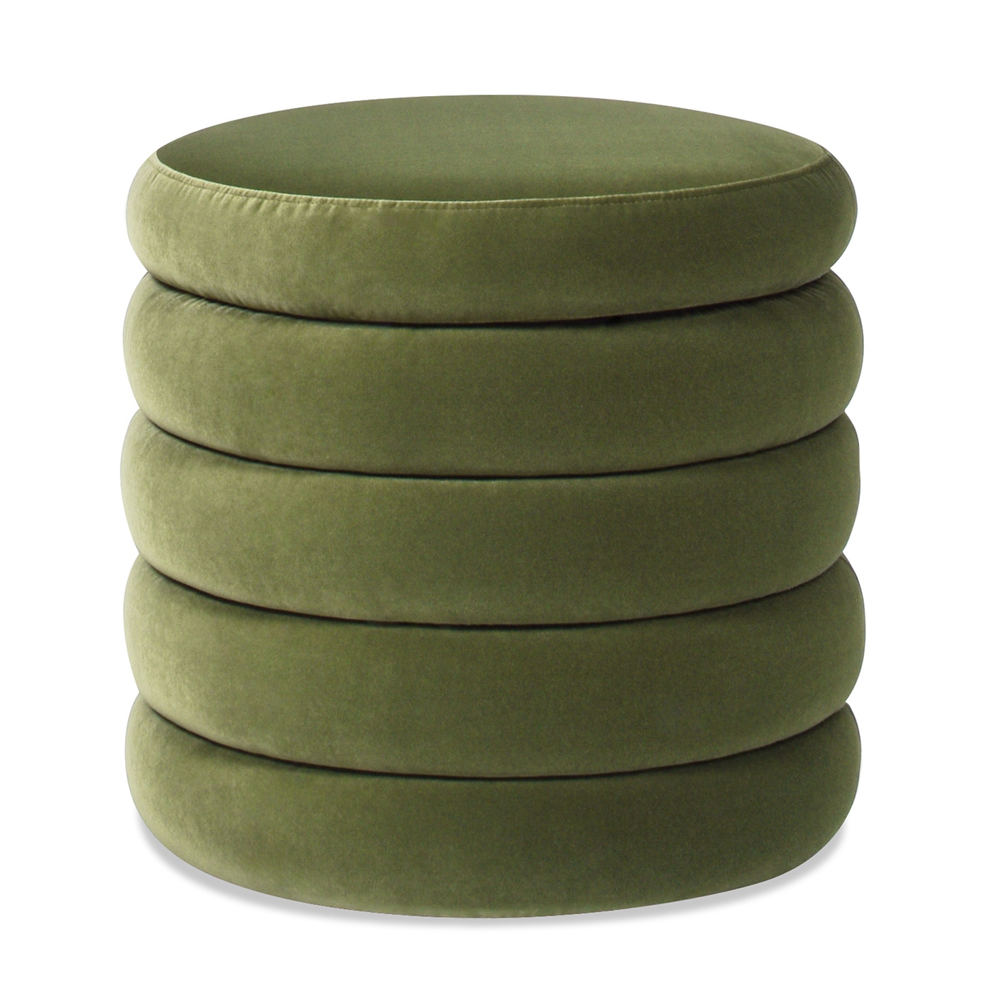 Jennifer Taylor Home LV036-84410 Fuji Midcentury Olive Green Velvet Round Storage Ottoman
