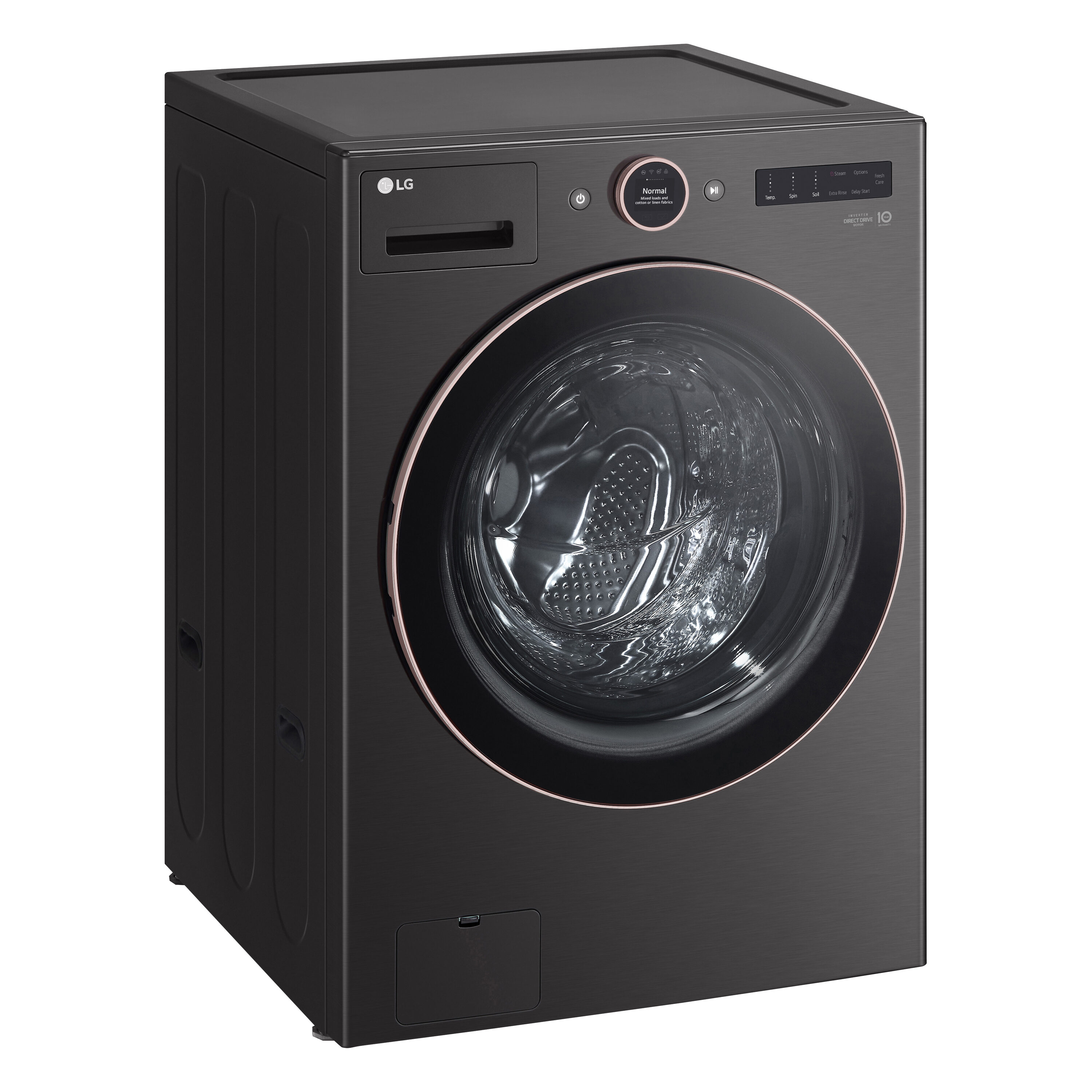 LG 5-cu ft Stackable Steam Cycle Smart Front-Load Washer (Black 