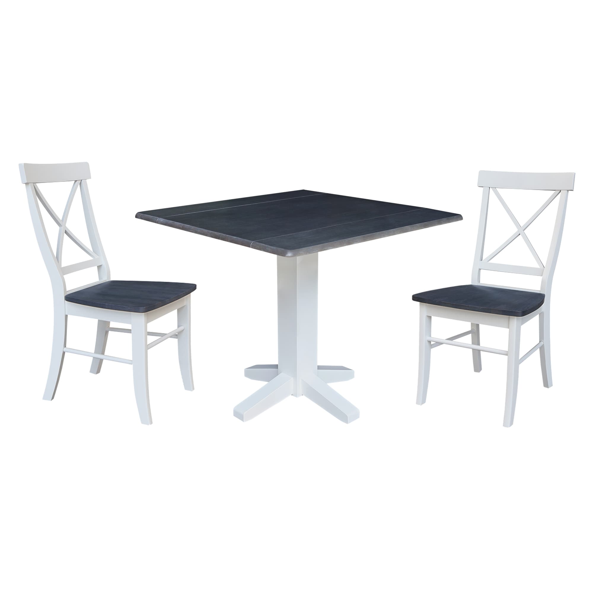 International Concepts K05-36SDP-C613-2 White/Heather Gray Traditional Dining Room Set with Square Table ( Seats 4 )