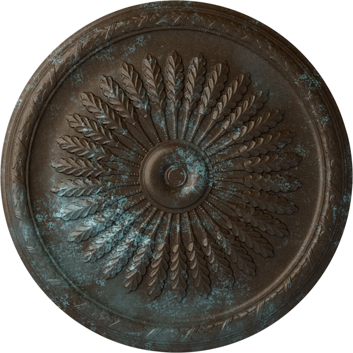 Ekena Millwork CM36JUBBS Juniper 36-in W x 36-in L Painted Bronze Blue Patina Polyurethane Whole Ceiling Medallion