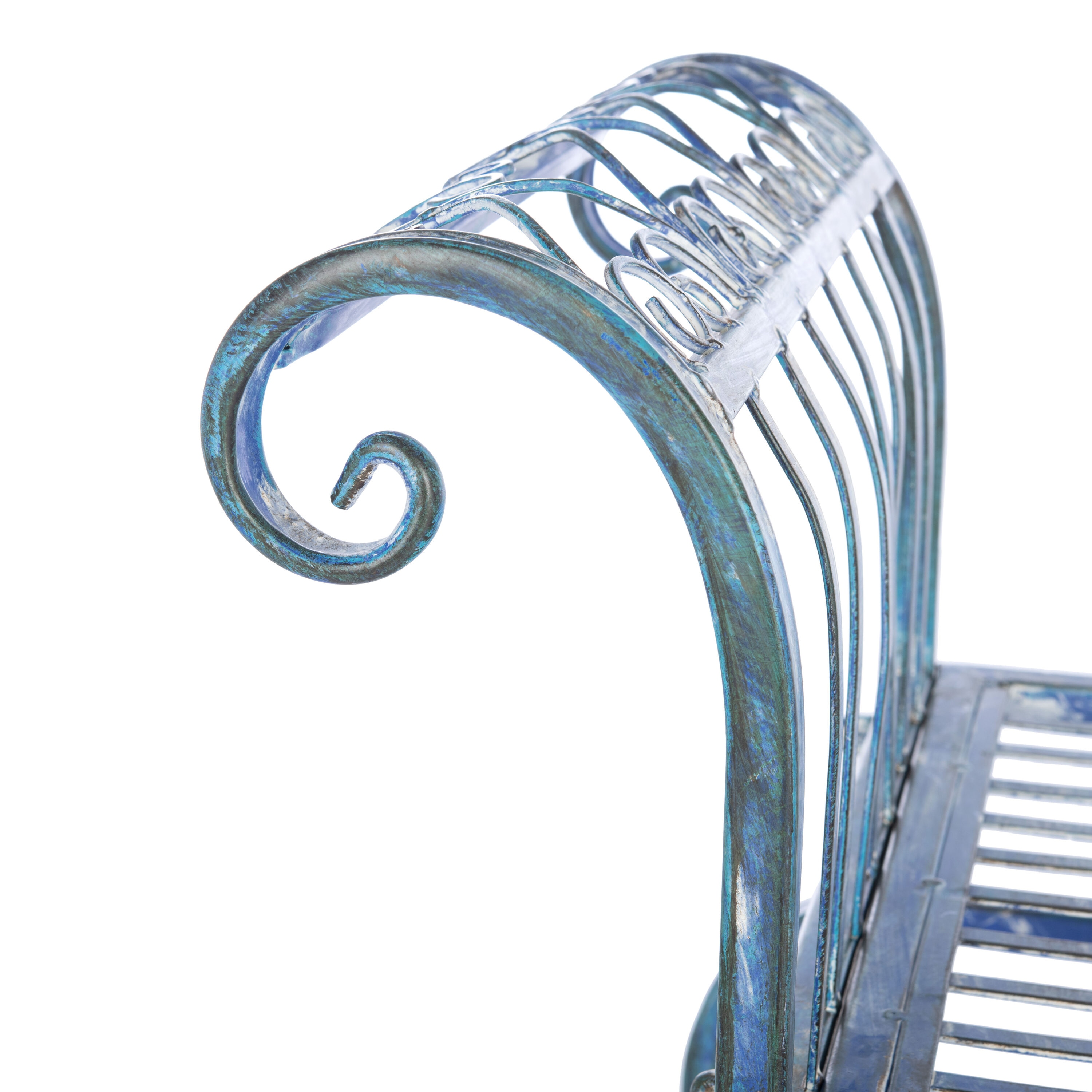 Safavieh PAT5004C Brielle 52-in W x 25.5-in H Antique Blue Wrought iron Garden Bench