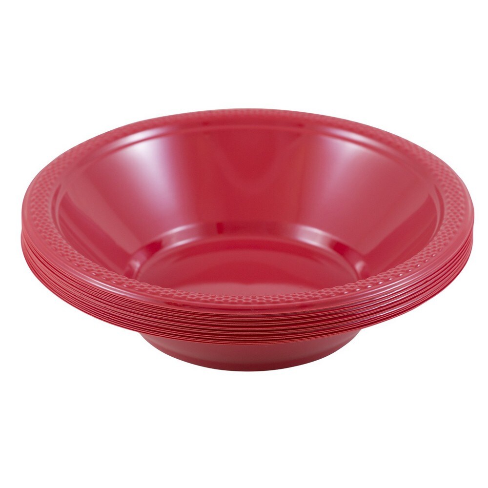  Red 12 Ounce Plastic Disposable Bowl Red - Pack of 50