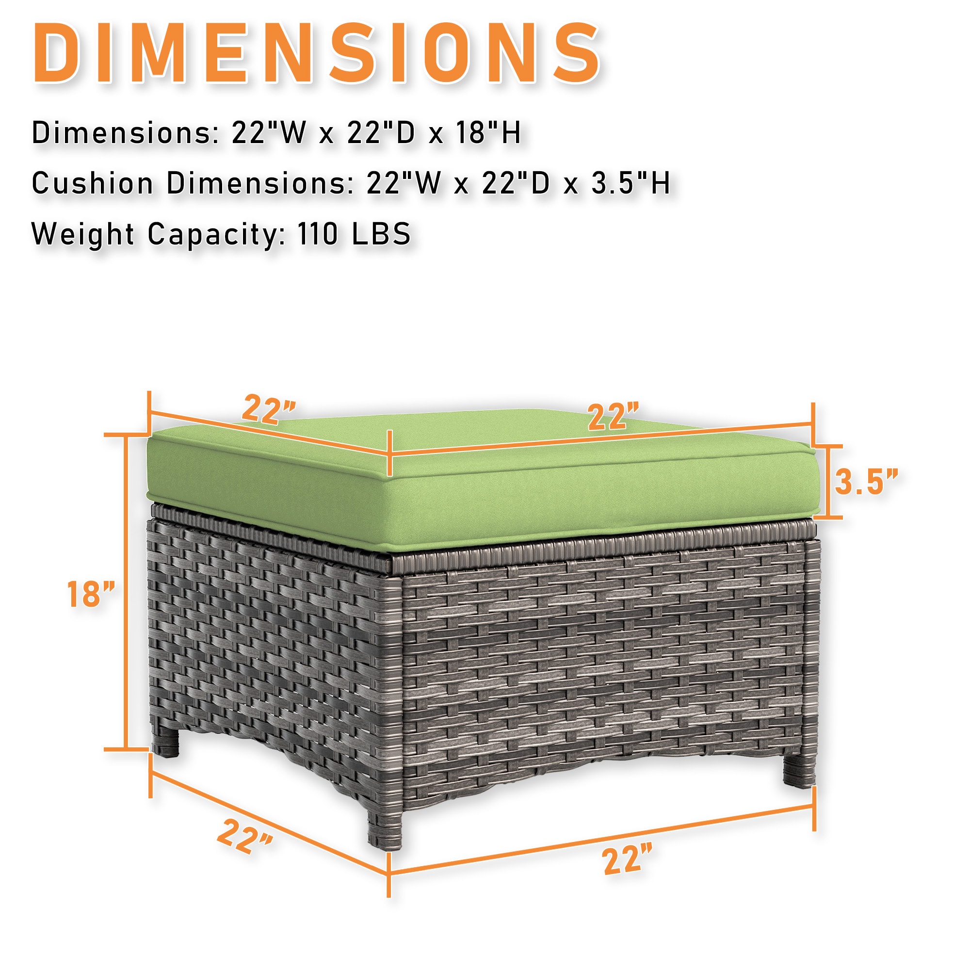 Gardenbee HGL-M74-GRN Stools-Ottomans - View #3