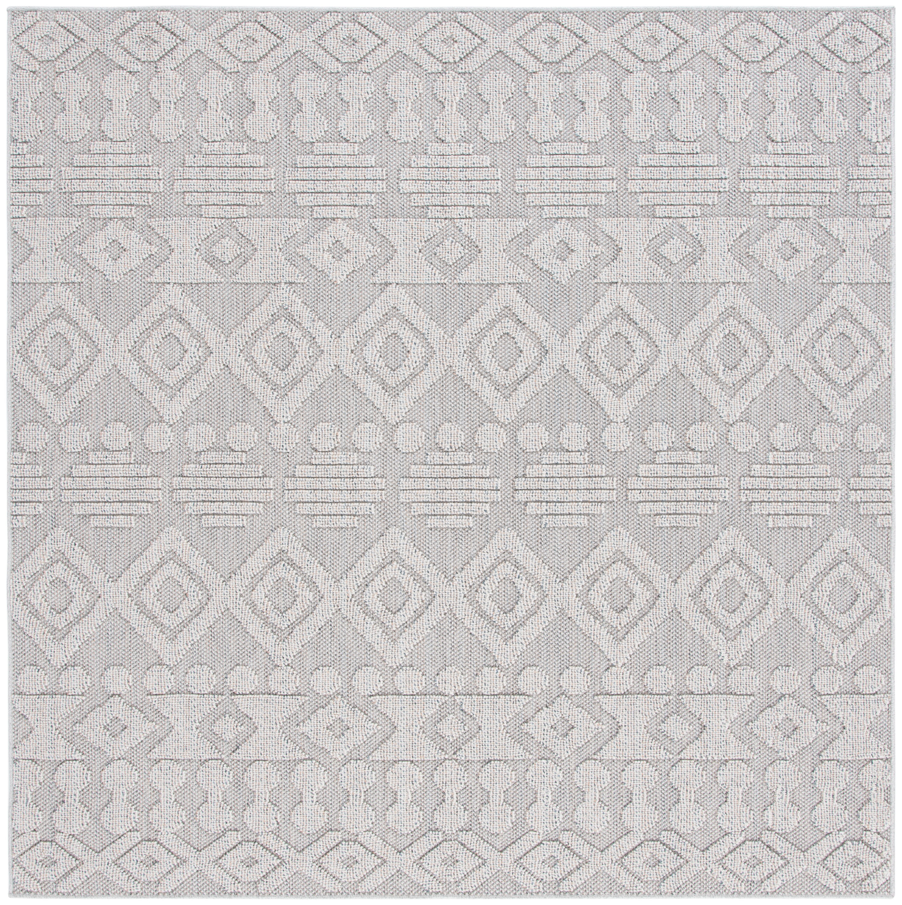 Global 214F Grey/Ivory 7 X 7 Area Rug