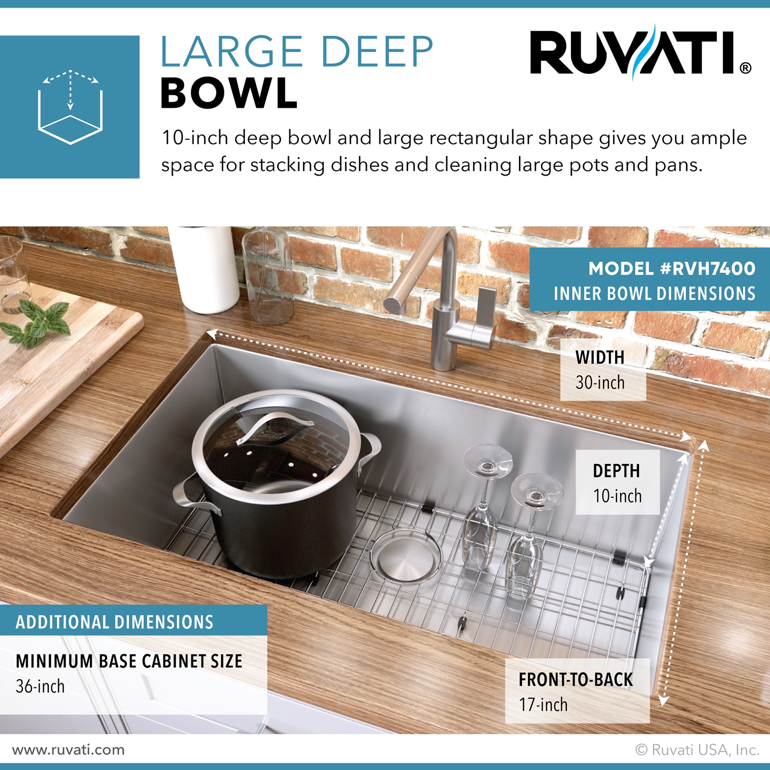 Ruvati 32-inch Satin Finish Stainless Steel Single Bowl Kitchen Sink