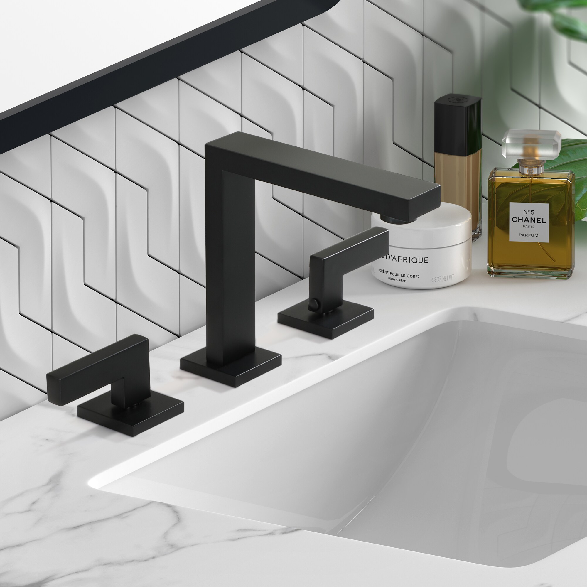 Clihome Matte Black Widespread 2Handle Bathroom Sink Faucet in the