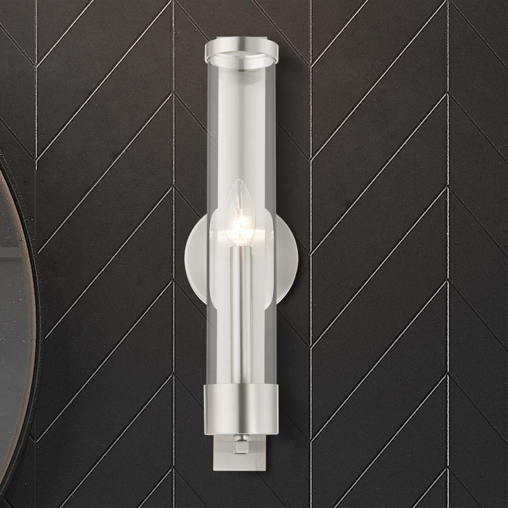 Castleton Brushed Nickel ADA Compliant Wall Sconce with Clear Glass