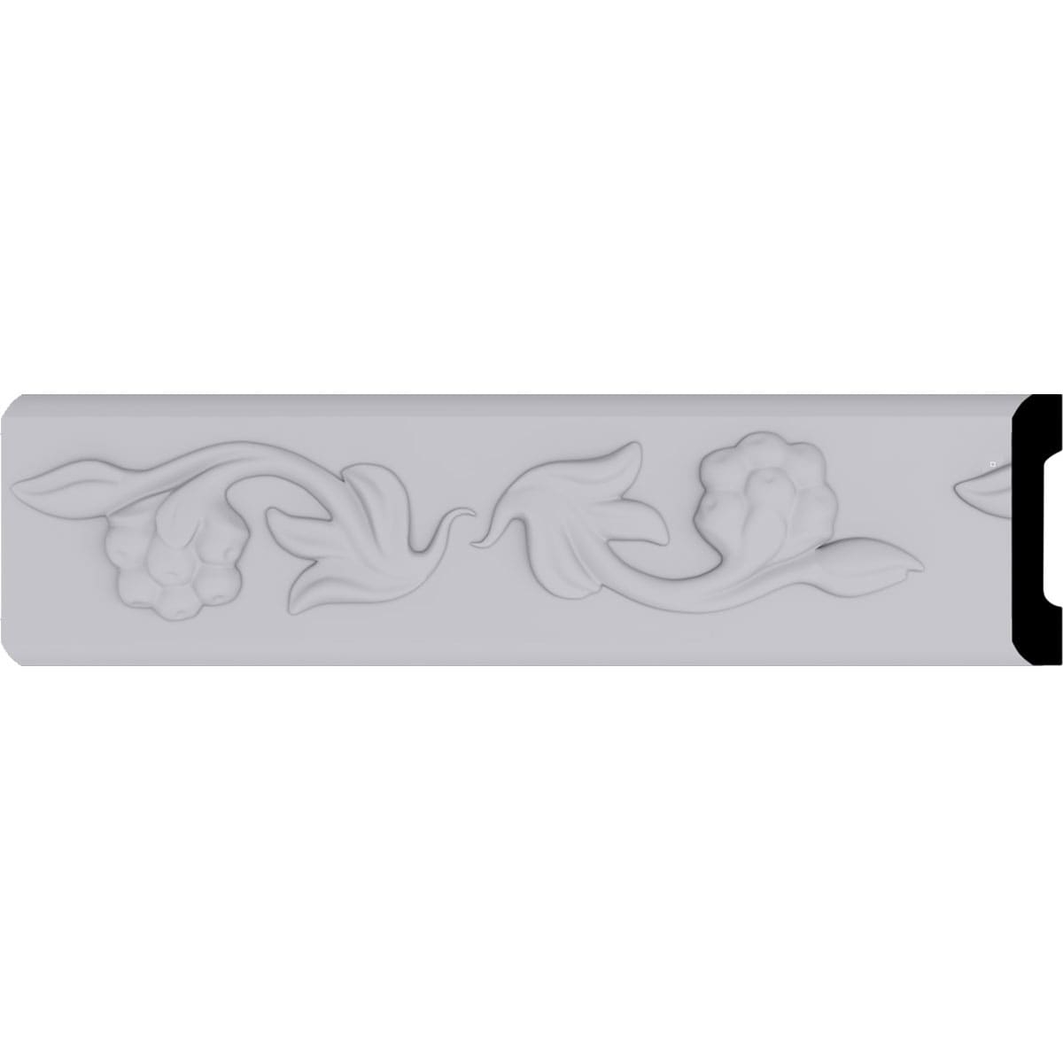 Ekena Millwork MLD02X00KE-CASE-2 Kent Running Flower Panel Moulding 2-1/8-in x 7-ft 10-1/2-in Primed Polyurethane Flower 167894 Chair rail Moulding 2 -Pack
