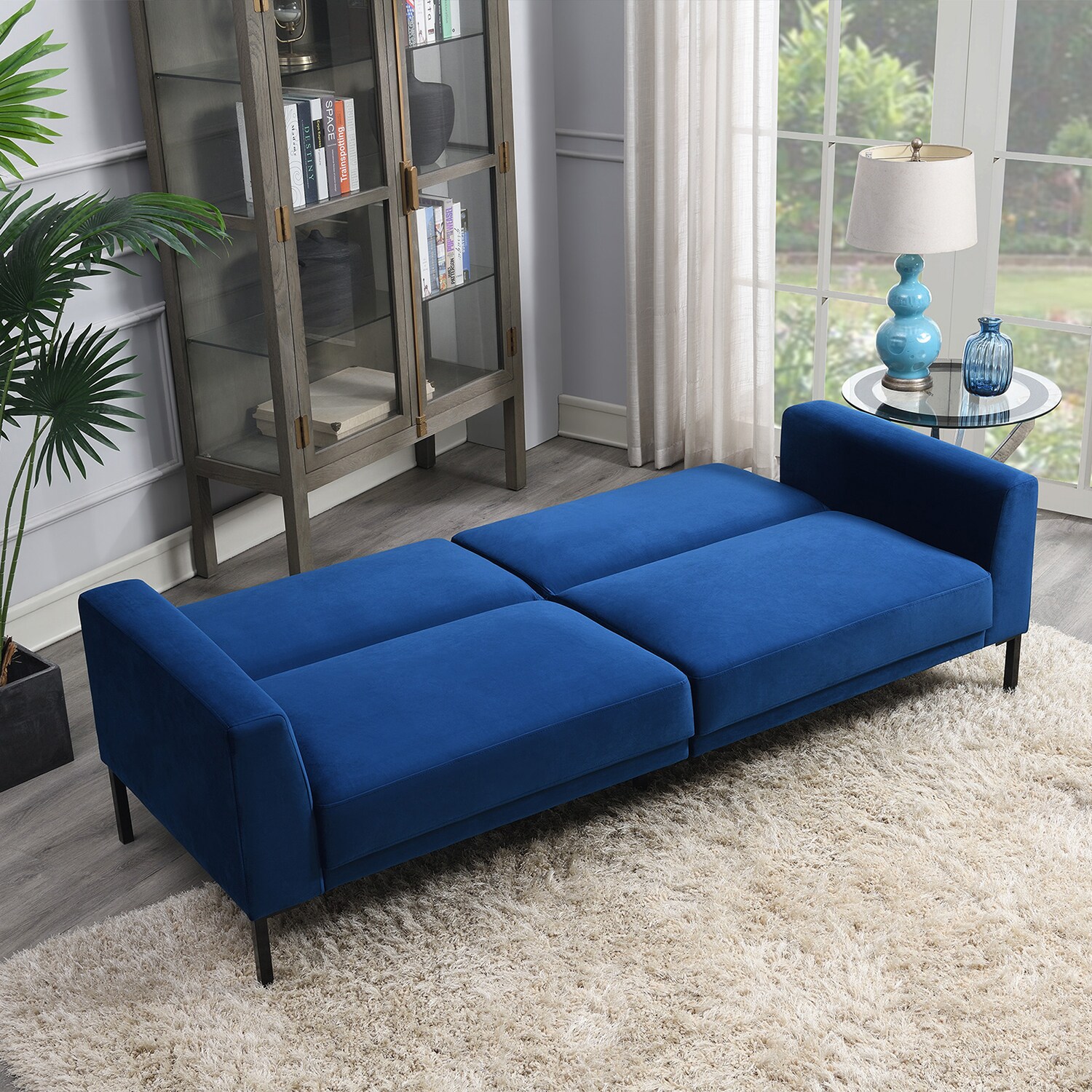 Mondawe Modern Blue Velvet Reclining Loveseat In The Couches, Sofas ...