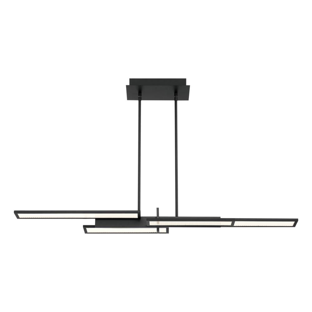 Matte Black Geometric LED Chandelier with Glass Shade