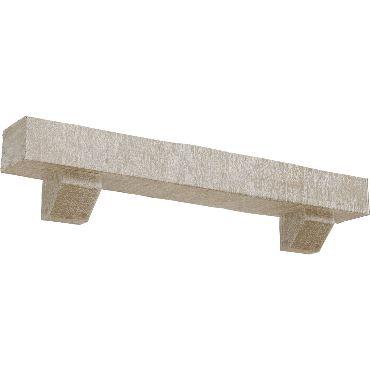 Ekena Millwork MANURC06X10X72ASWH 72-in W x 6-in H x 10-in D White Washed Hollow Urethane Rustic Fireplace Mantel