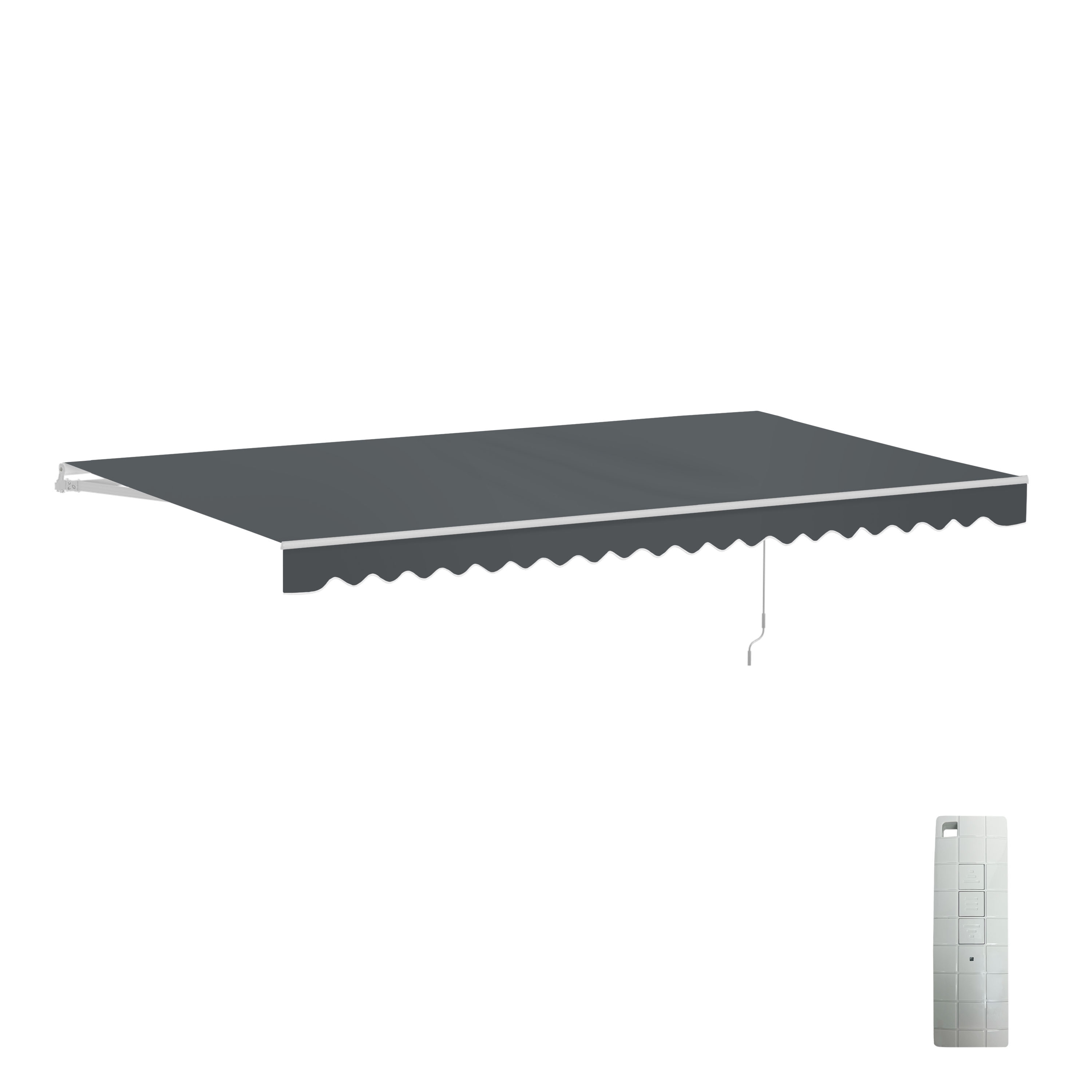 ALEKO AWM16X10GY80-LO 192-in Wide x 120-in Projection x 10-in Height Metal Gray Solid Motorized Retractable Patio Awning