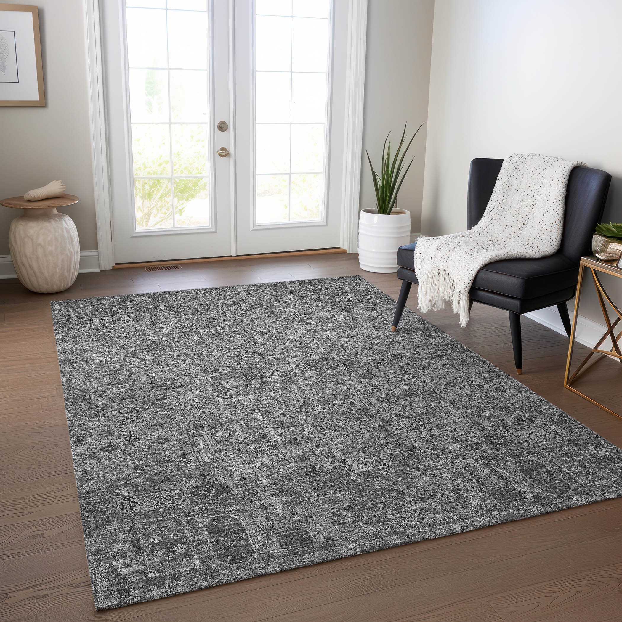 Addison Rugs ACN611CC30X46 Chantille ACN611CC 2 x 3 (ft) Polyester Charcoal Rectangular Indoor/Outdoor Abstract Machine washable Area rug