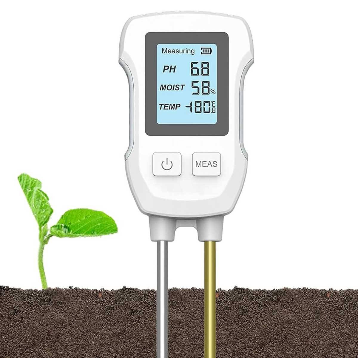 Aoibox LABZB0826096 Soil Moisture Meter Tester for Garden Lawn Farm Plants Measures Temperature Humidity PH Value with Large LCD Display