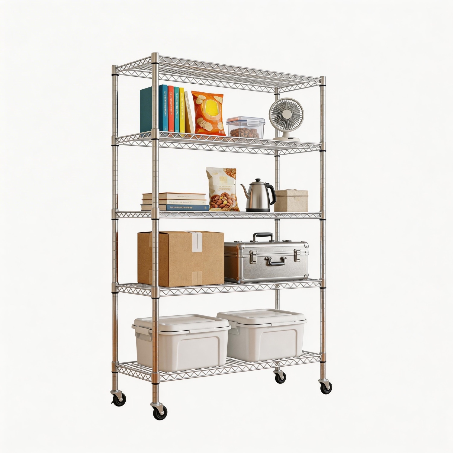 Wooakway - Heavy Duty 5 Tier Wire Shelving Unit Black 47.25inD X 17.72inW X 74inH Carbon Steel Mu...