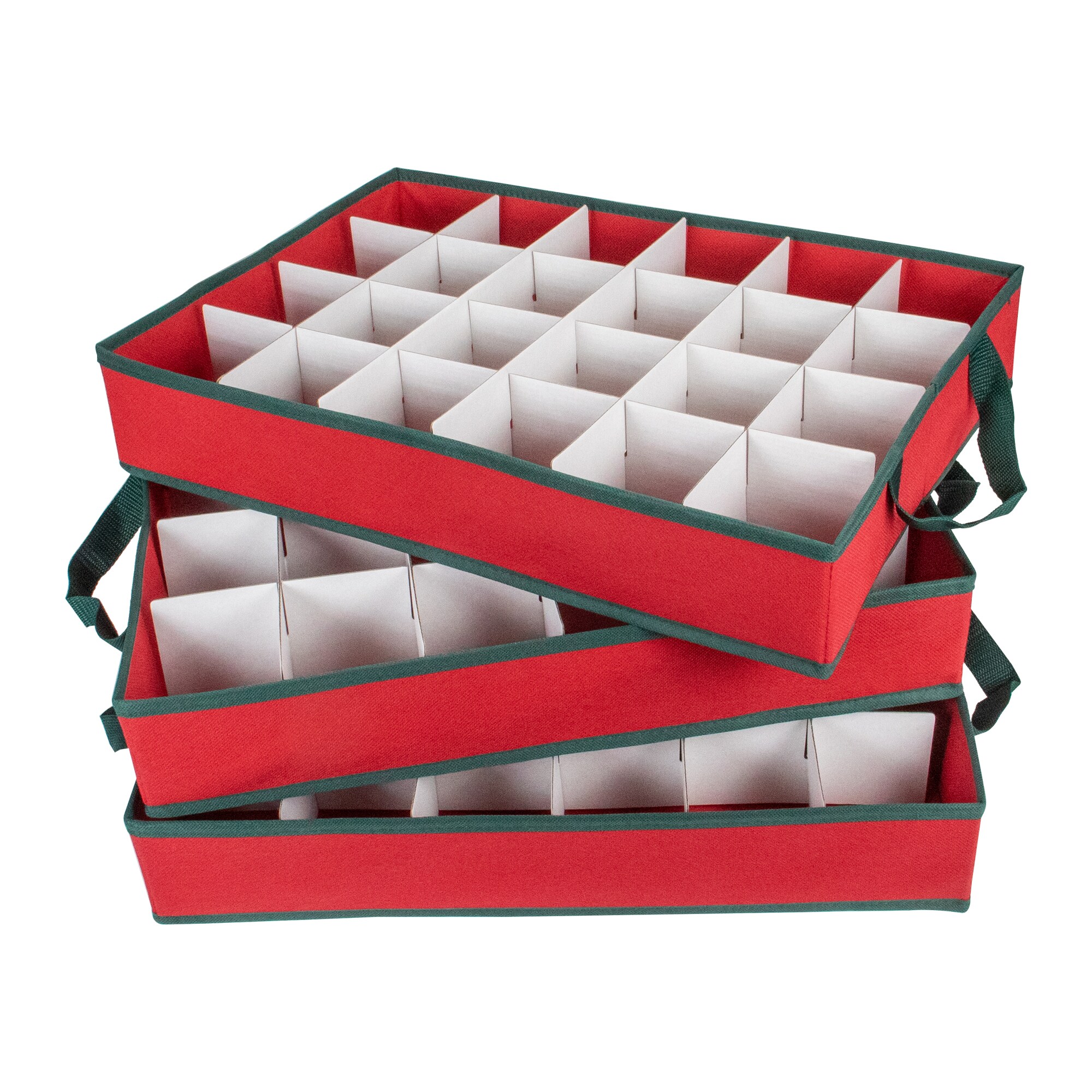 Northlight 13-in Red and Green Christmas Ornament Storage Box with