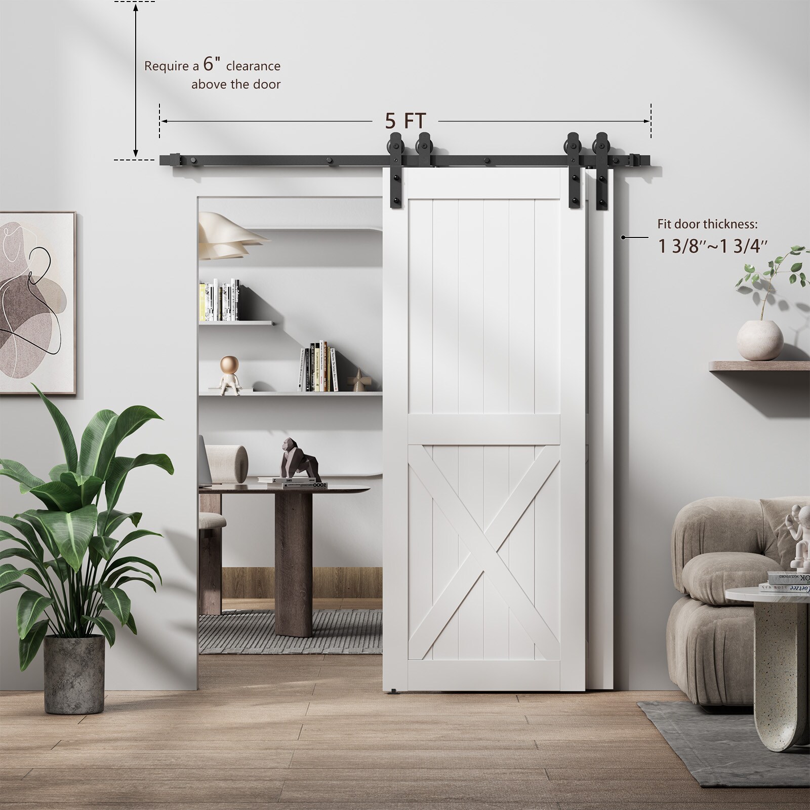 LOVMOR BP-5FT-I-2-DOUBLE Barn-Door-Roller-Kits - View #3