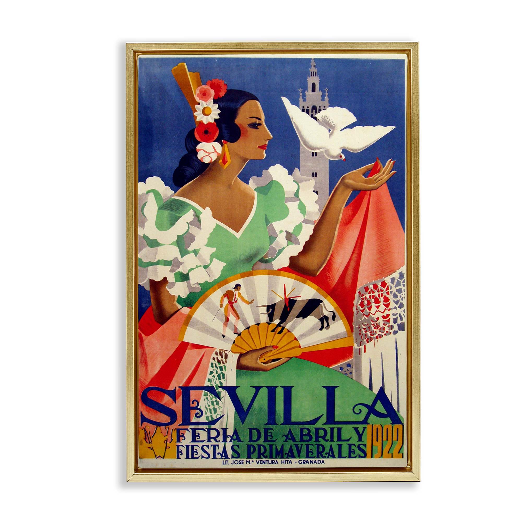Stupell Industries BT-316-FFG-16X24 Seville Vintage Culture Gold Framed Floater Canvas Wall Art By Marcus Jules 17 x 25