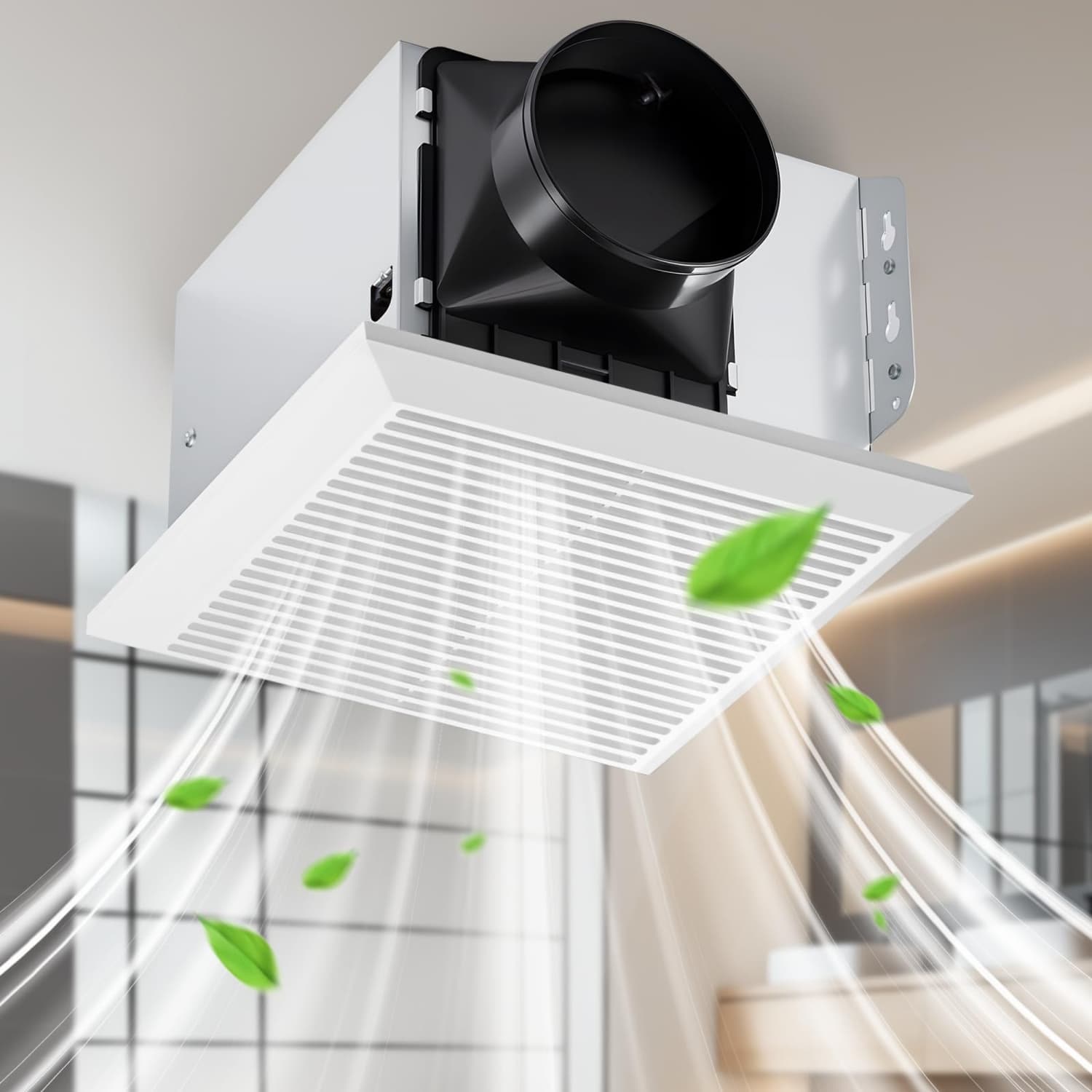 Angel Sar - 1.0-Sone 110-CFM White Bathroom Exhaust Fan with Powerful 35W Motor for Bathroom