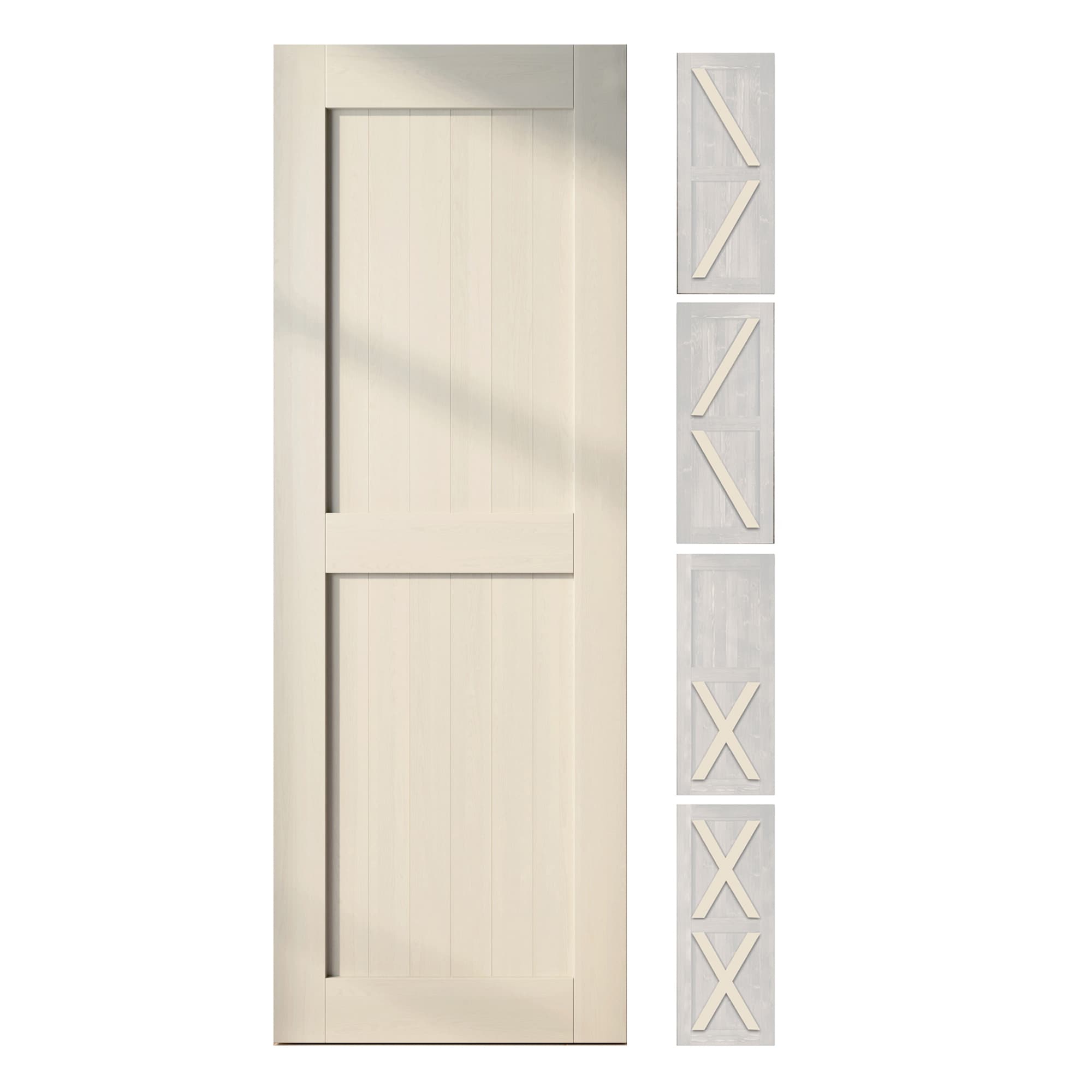 HOMACER 4080F-TGRAY 40-in x 80-in Tinsmith Gray Pine Wood Solid core Single Barn Door (Hardware Not Included)