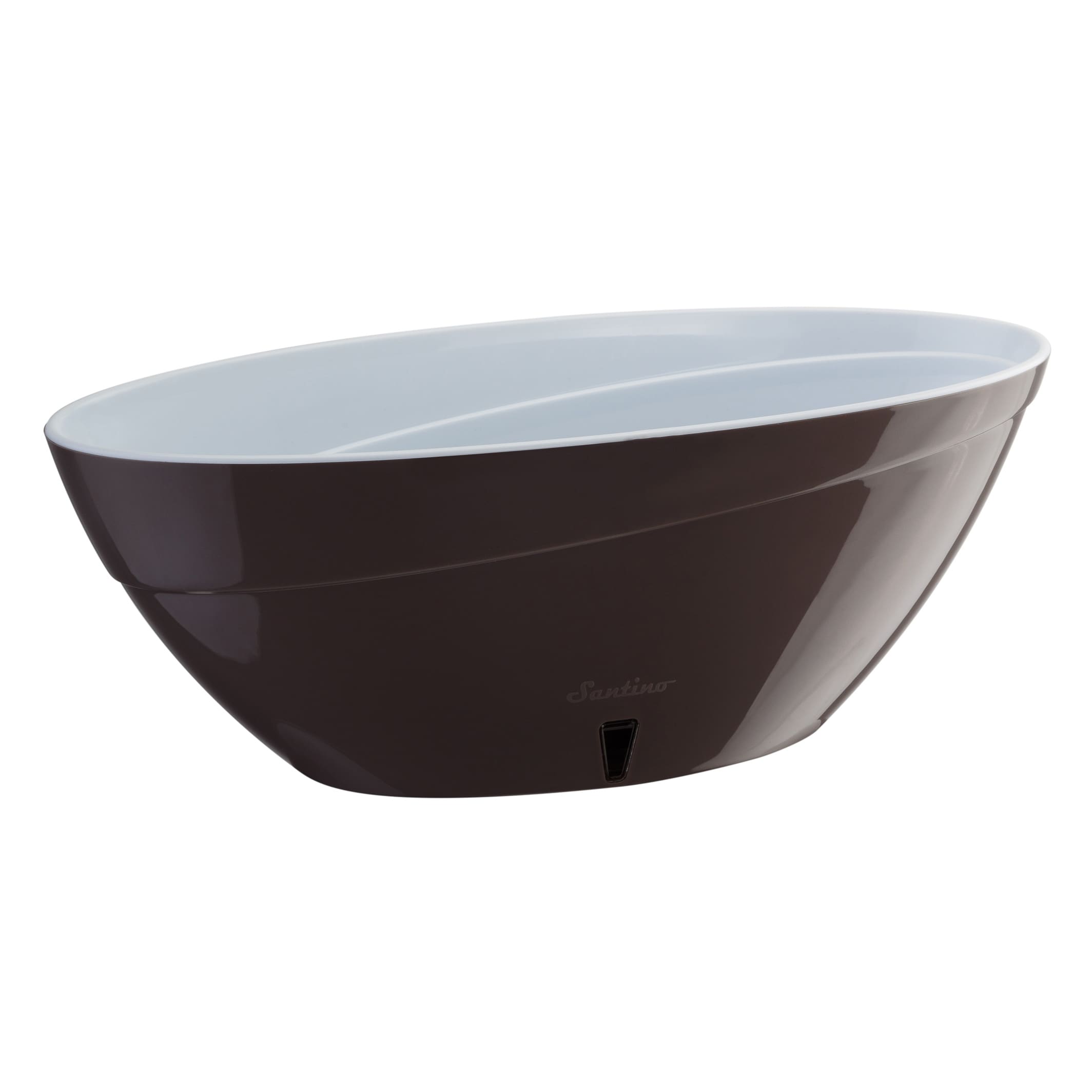 Decopots CAL135SHADEWHITE Round 5.0-Inches W Medium Brown Plastic Indoor/Outdoor Planter with Self Watering