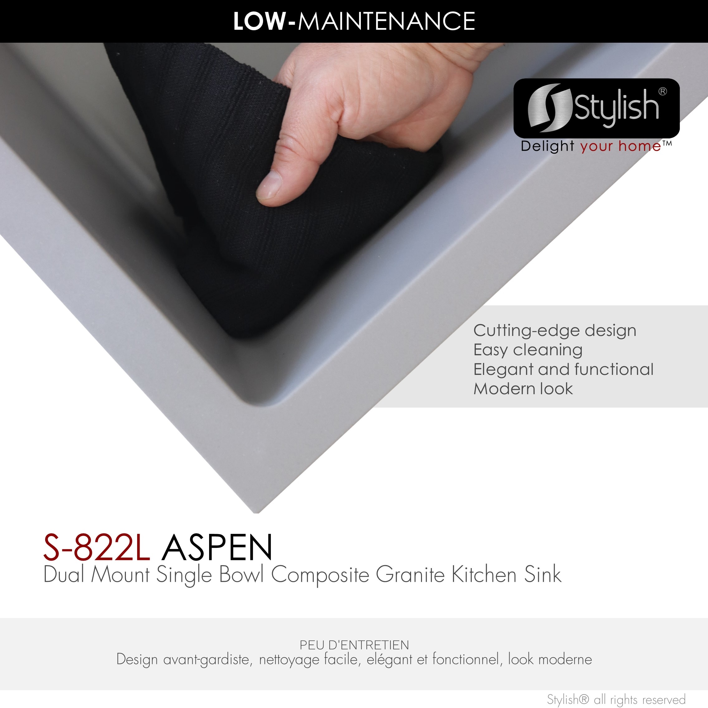 Stylish S-822L1 Kitchen-Sinks - View #4