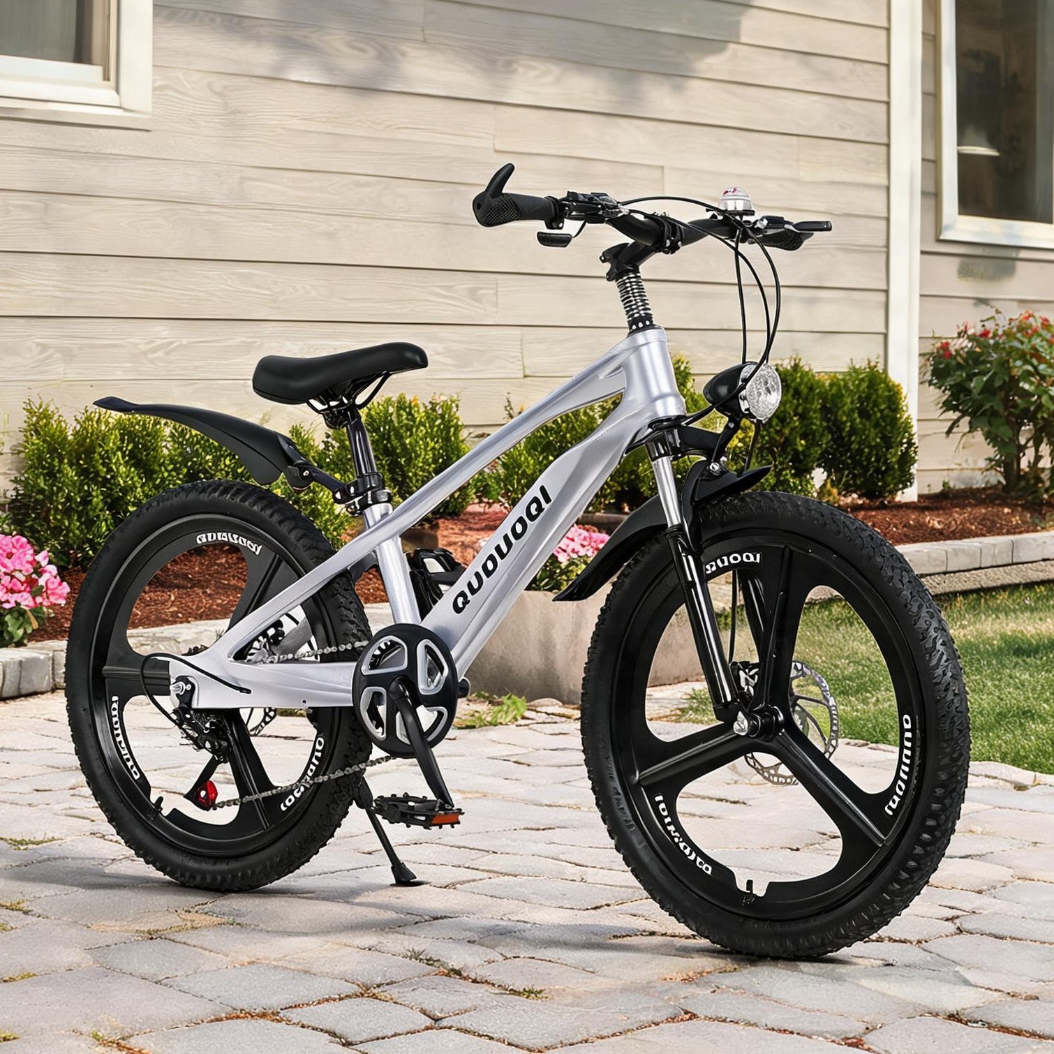 Naturefalls Silver Outdoor Bikes with Storage Silver Aluminium Alloy for Outdoor Space 7-Speed Drivetrain