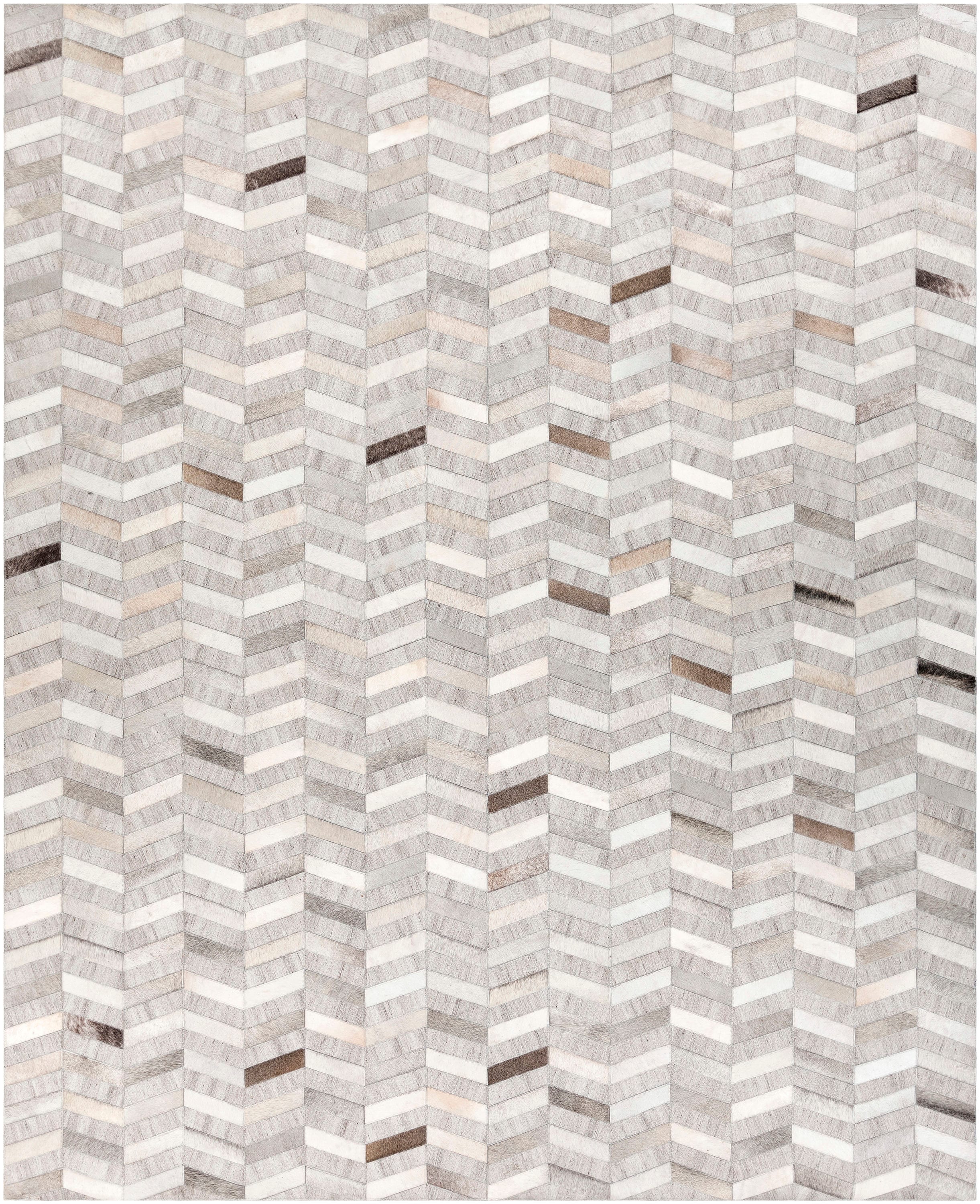 Surya MOD1008-810 Medora 8 x 10 (ft) Cowhide Gray Rectangular Indoor Chevron Farmhouse/Cottage Area rug
