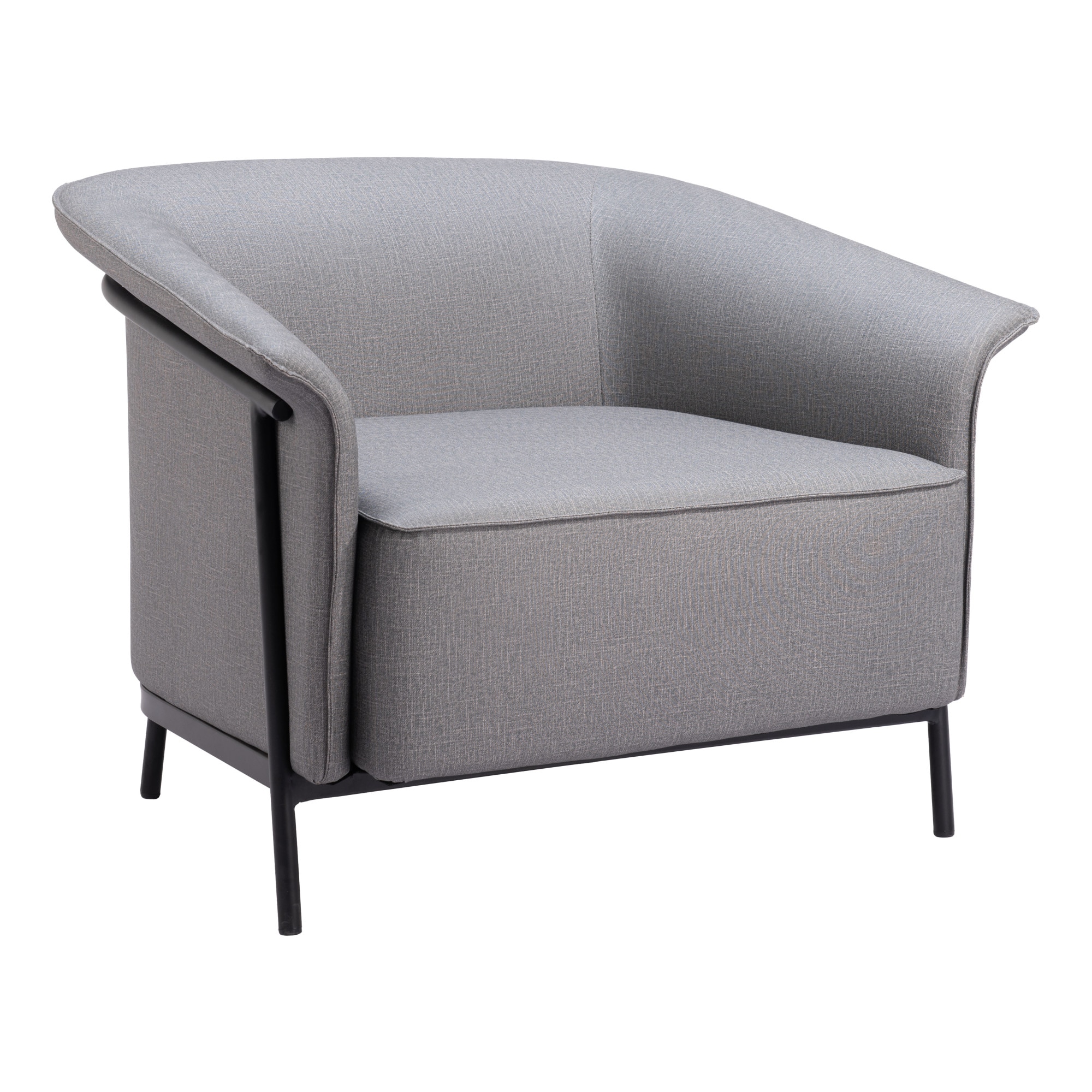 Slate Gray Modern Vinyl and Steel Accent Chair