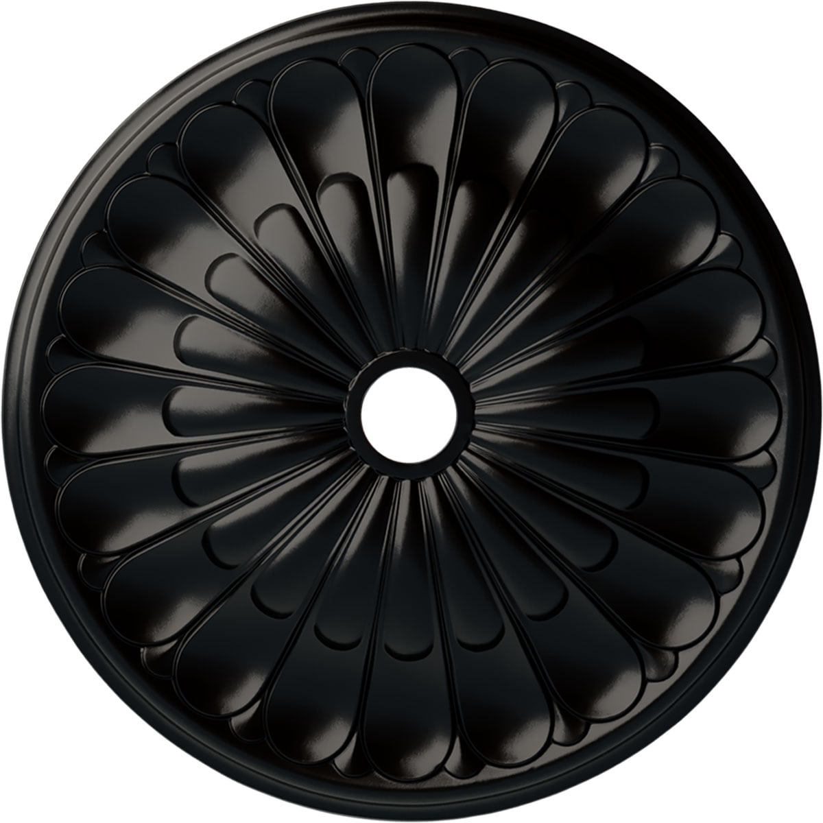 Ekena Millwork CM31GOBLF Gorleen 31.625-in W x 31.625-in L Painted Jet Black Polyurethane Whole Ceiling Medallion