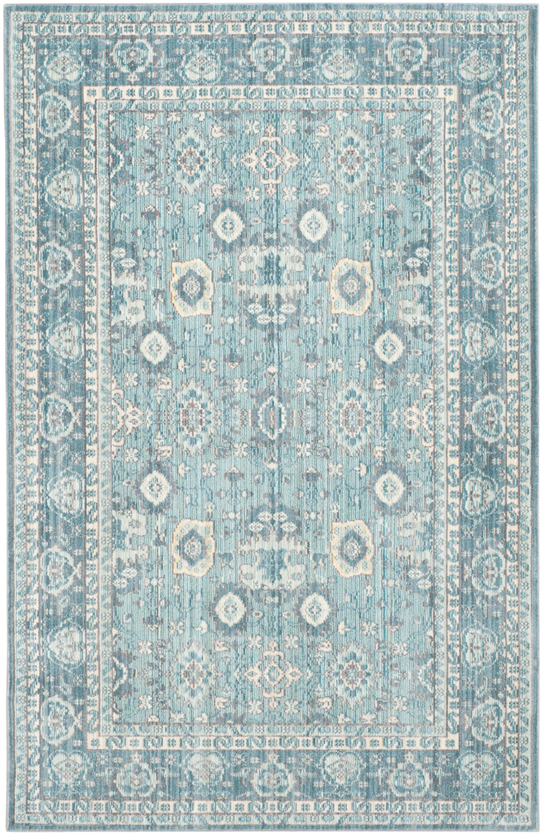 Valencia Blue Hand-Knotted Synthetic 4' x 6' Area Rug