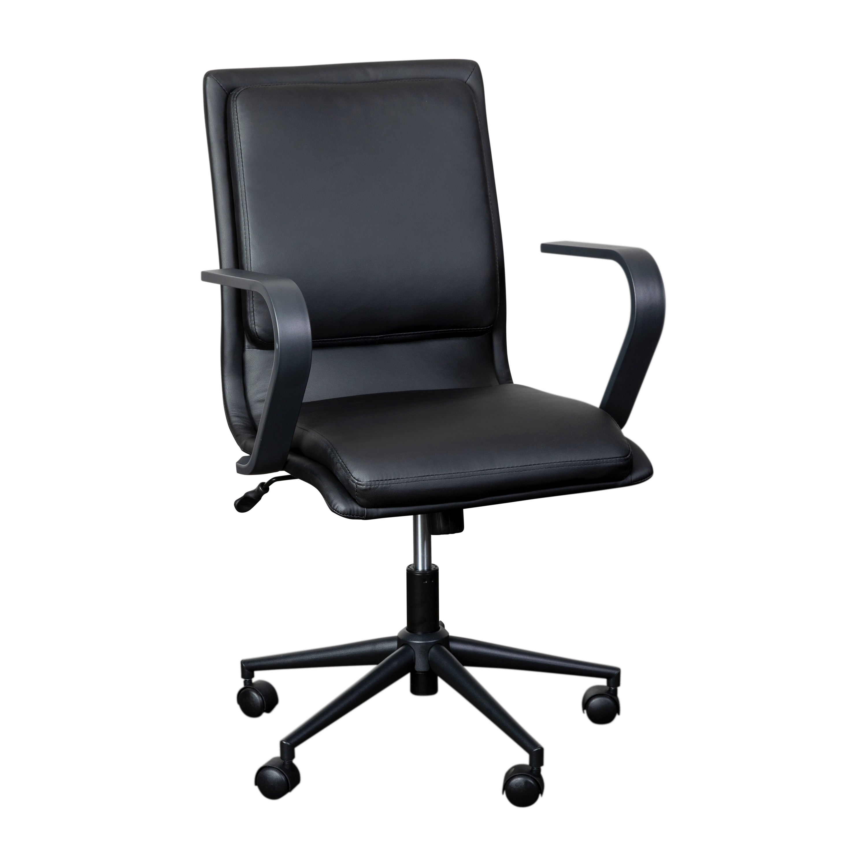 Flash Furniture 196861025013 James Mid-Back Designer Executive LeatherSoft Office Chair with Black Base and Arms; Black