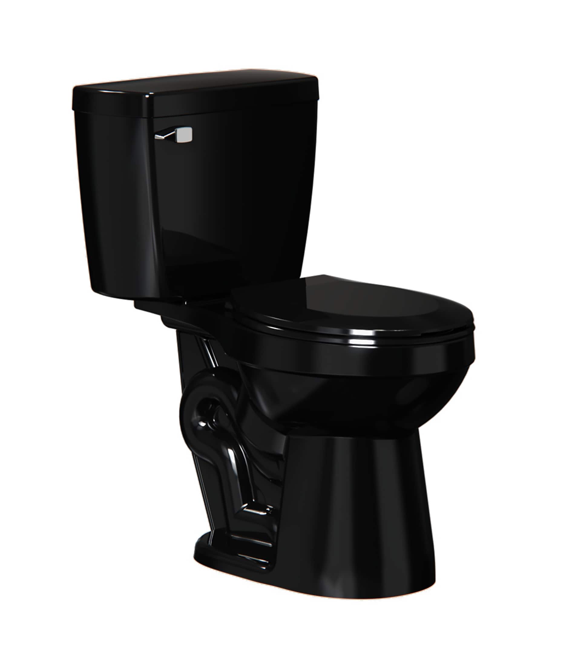 Project Source Pro-Flush Black Round Chair Height 2-piece WaterSense Toilet  12-in Rough-In 1.28-GPF in the Toilets department at