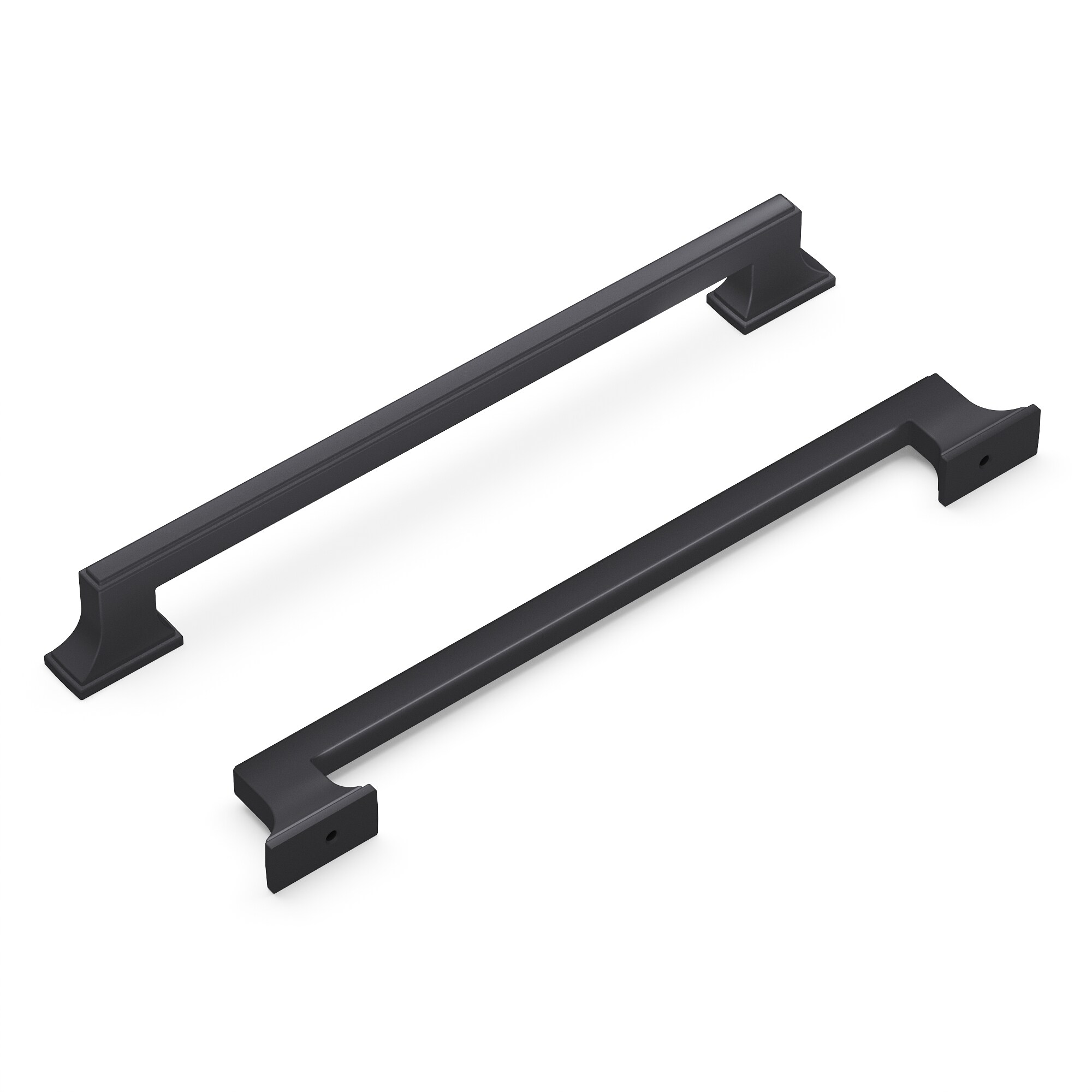 Belwith Keeler B077464-MB Brownstone 8-13/16-in , 224mm Center to Center Matte Black Rectangular Handle Drawer Pulls