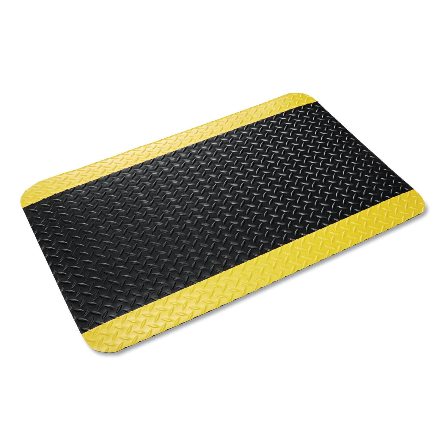 3x5' Diamond Dek Anti-Fatigue Mat Black w/ Yellow Safety Border