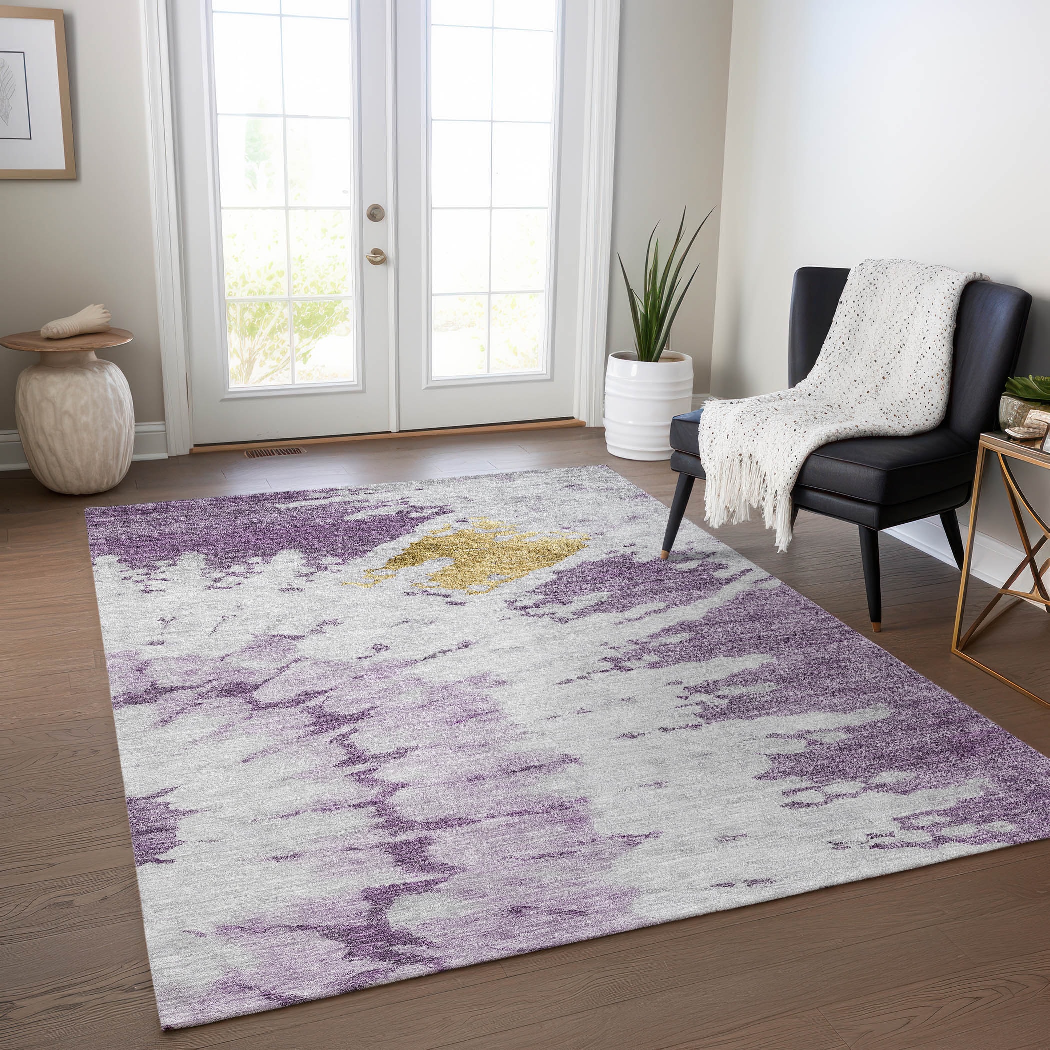 Addison Rugs ACN614PP30X46 Chantille ACN614PP 2 x 3 (ft) Polyester Purple Rectangular Indoor/Outdoor Abstract Machine washable Area rug