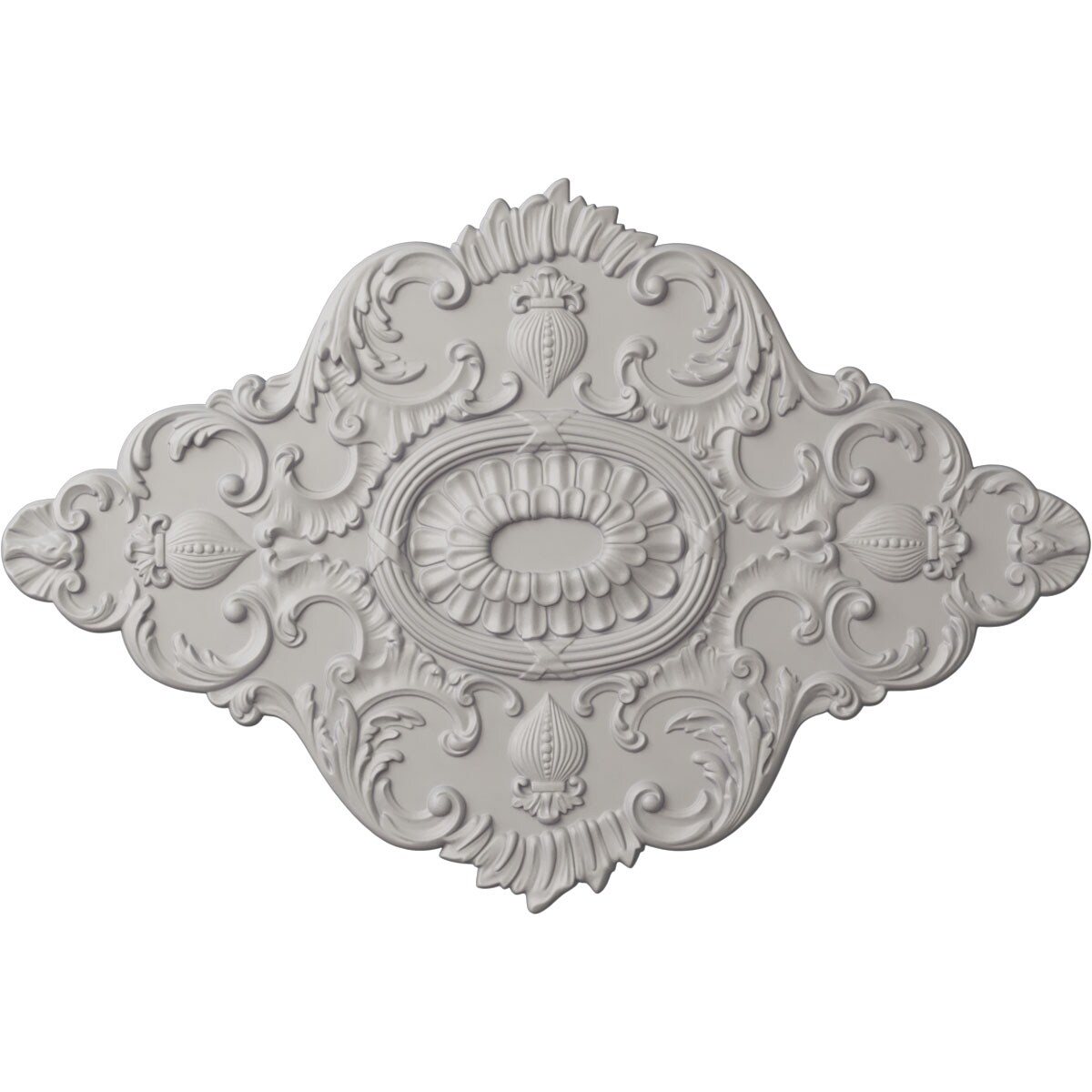 Ekena Millwork CM42X28ASUWF Ashford 28.875-in W x 42.75-in L Painted Ultra Pure White Polyurethane Whole Ceiling Medallion