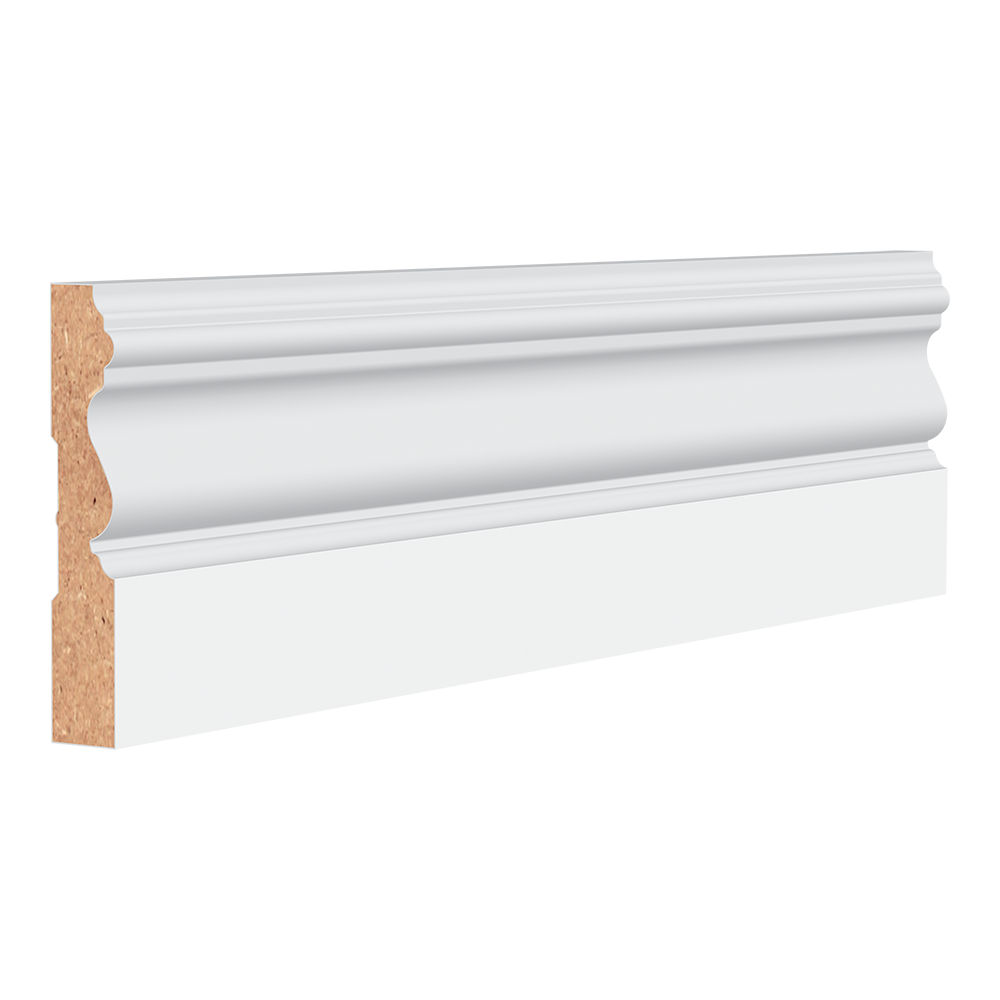 RELIABILT 9/16-in x 3-1/4-in x 8-ft Traditional Primed MDF 414 Baseboard Moulding #414-MDF8