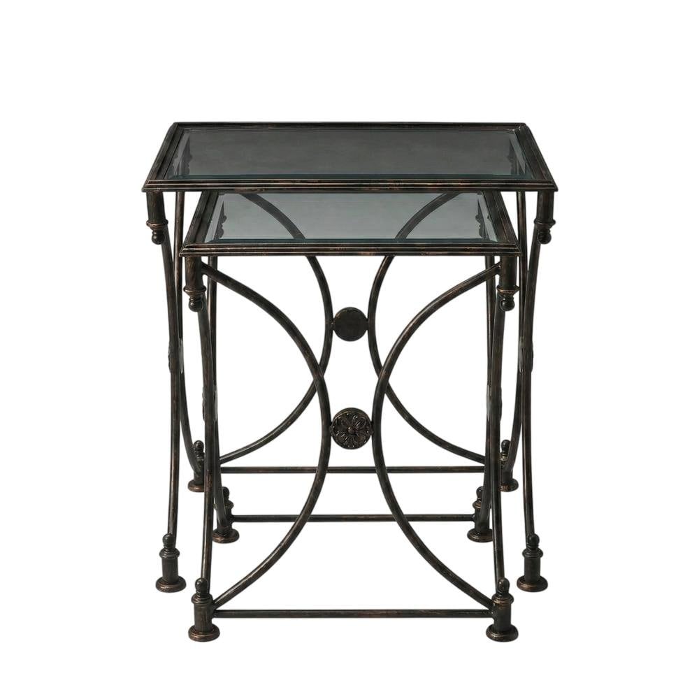 FurniFact Metal Nesting Tables Set of 2 Transitional Side Table for Living Room