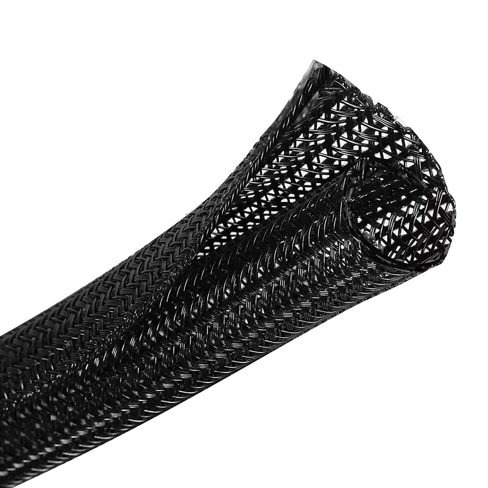 Aoibox  1 in Split Wire Loom Tubing 25 ft Cable Sleeve for Cord Management Abrasion and Flame Resistant Black