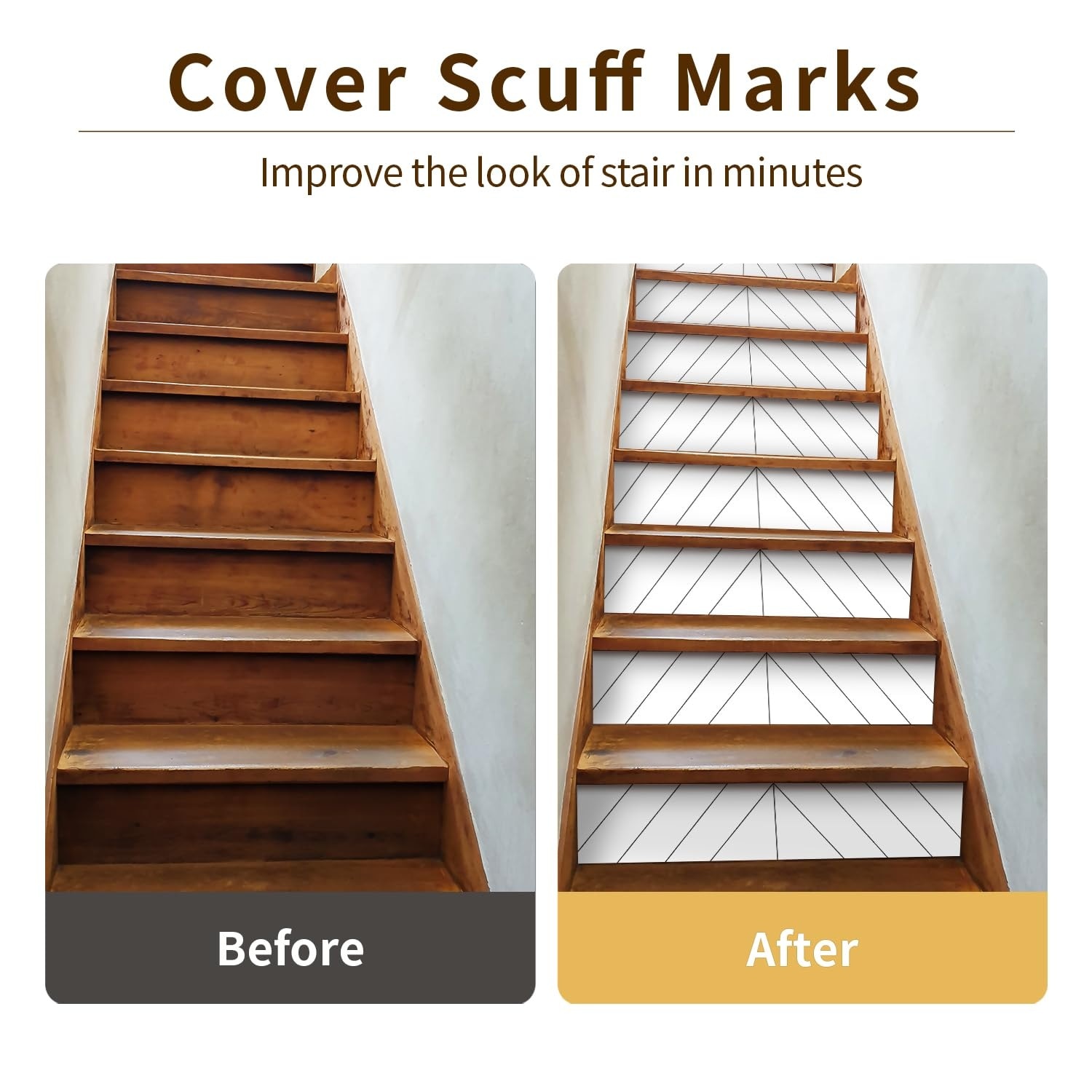 Etokfoks Stair Riser Decals 13 Pack White Black Line PVC Water ...