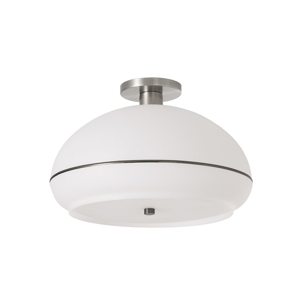 NOVA of California Morelli Flush Mount - Satin Nickel Steel Black Nickel Oval Lucite Shade