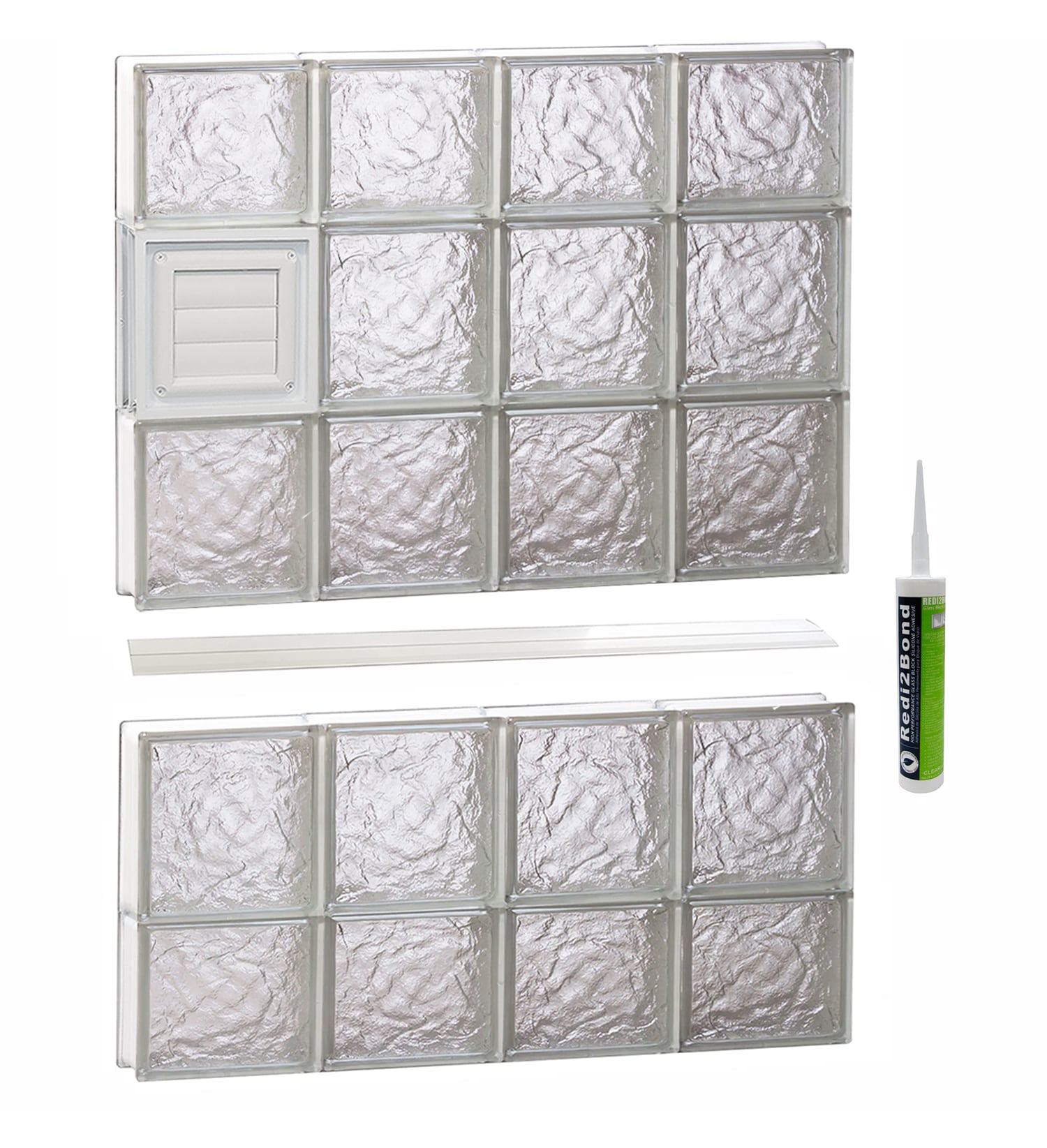 REDI2SET D3236IS Ice Glass 31-in x 34-3/4-in Frameless Replacement Dryer vent Glass Block Window