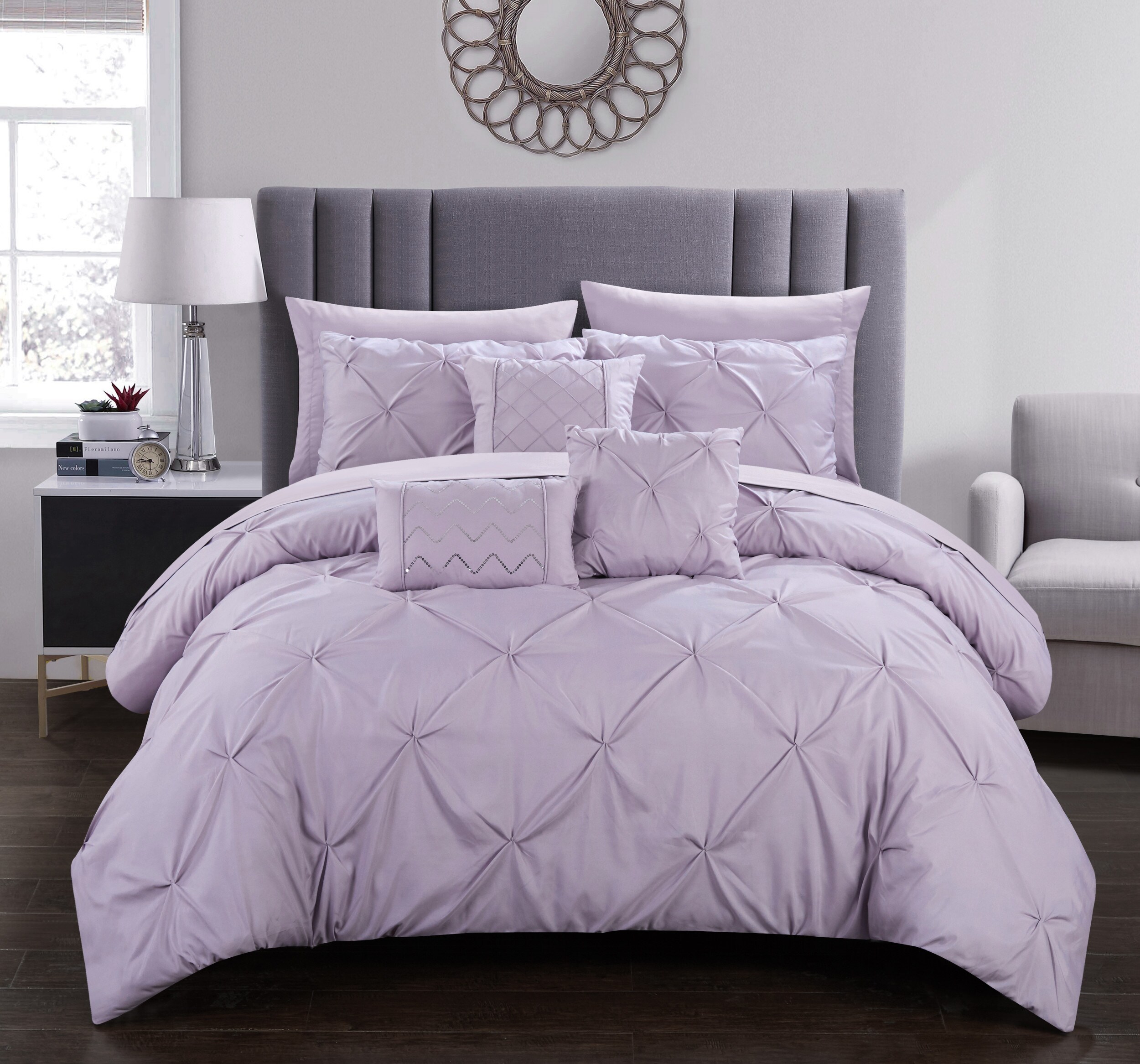 Chic Home Design Hannah 8-Piece Lavender Twin Comforter Set in the Bedding  Sets department at