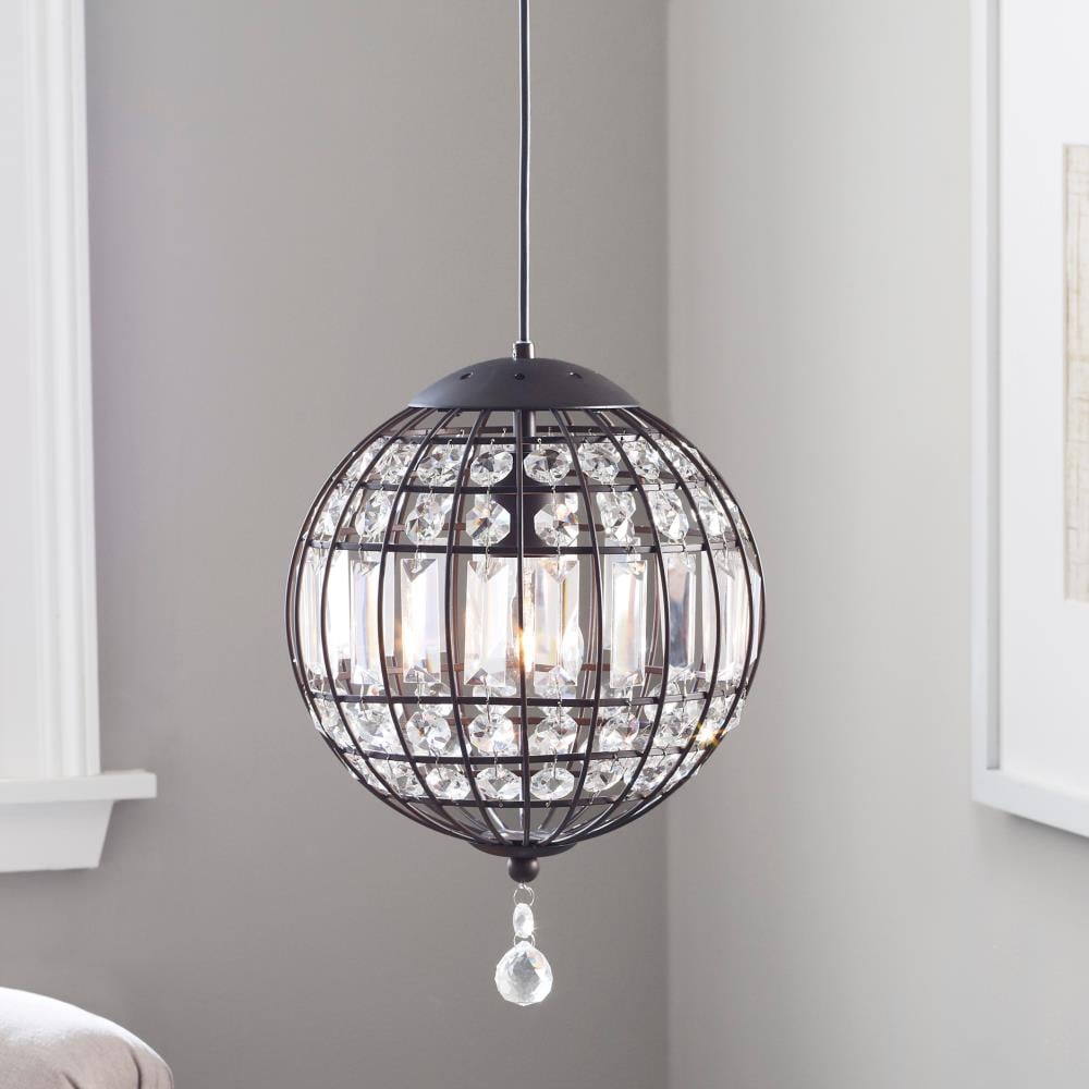 allen + roth Aged Bronze Glam Clear Glass Globe Mini Pendant Light at