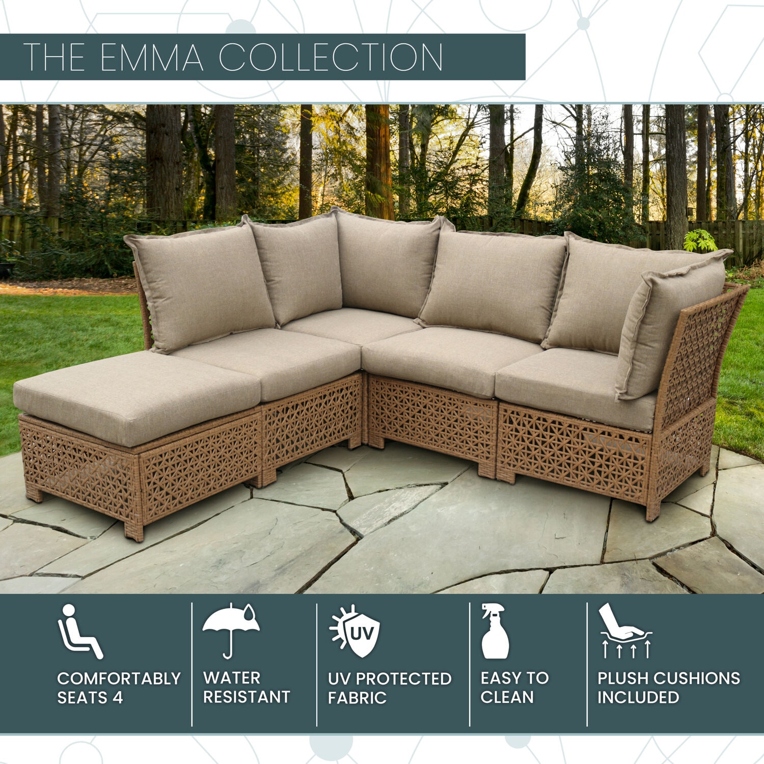 Mod Furniture EMMA5PC-TAN Patio-Dining-Sets - View #2