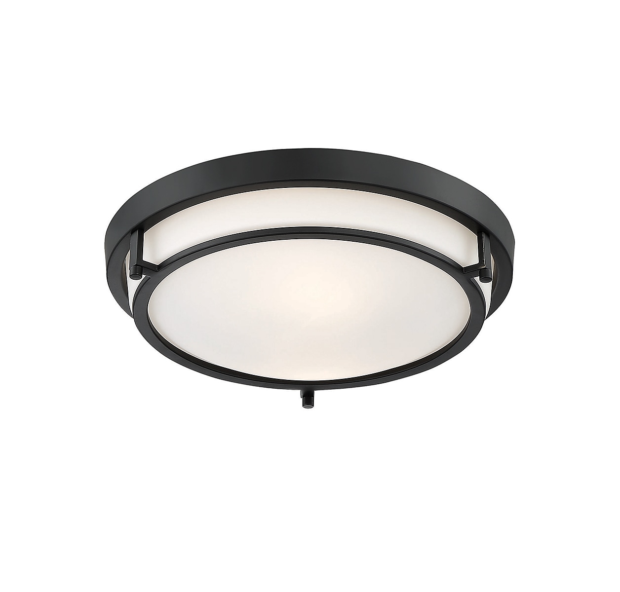 Matte Black and White Glass 2-Light Flush Mount Ceiling Light