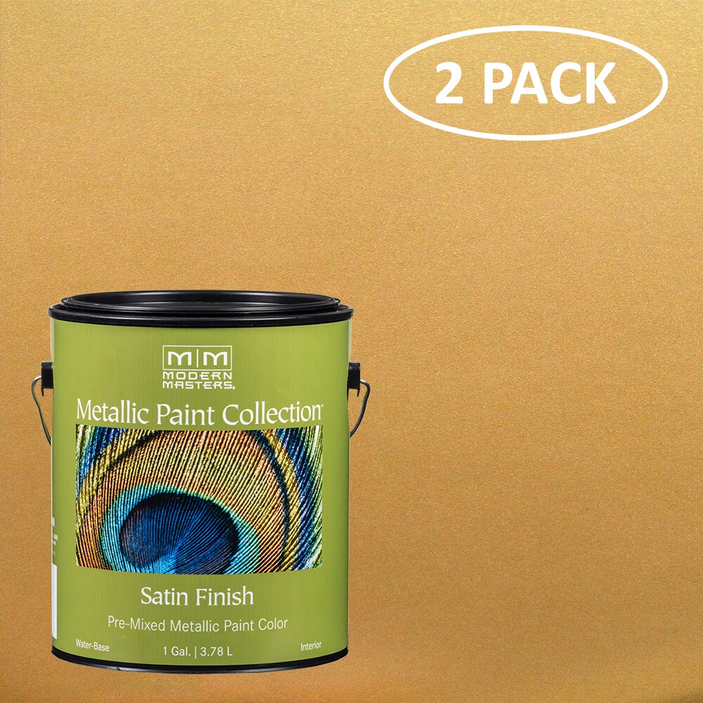 Modern Masters ME194GALSOS Metallic Paint Collection Water-based Pre-tinted Low Odor Iridescent Gold Metallic Paint (1-Gallon) 2-Pack